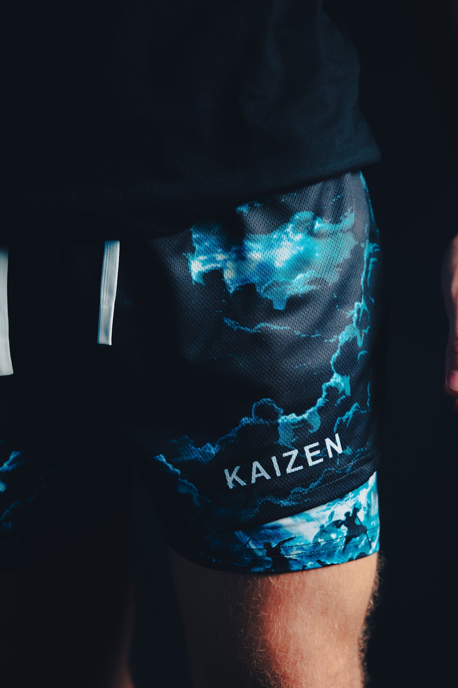 Saint Kaizen Christian gym wear Archangel Gabriel Performance Shorts. Two-layer shorts built for optimal mobility, featuring secure pockets and premium fabric.