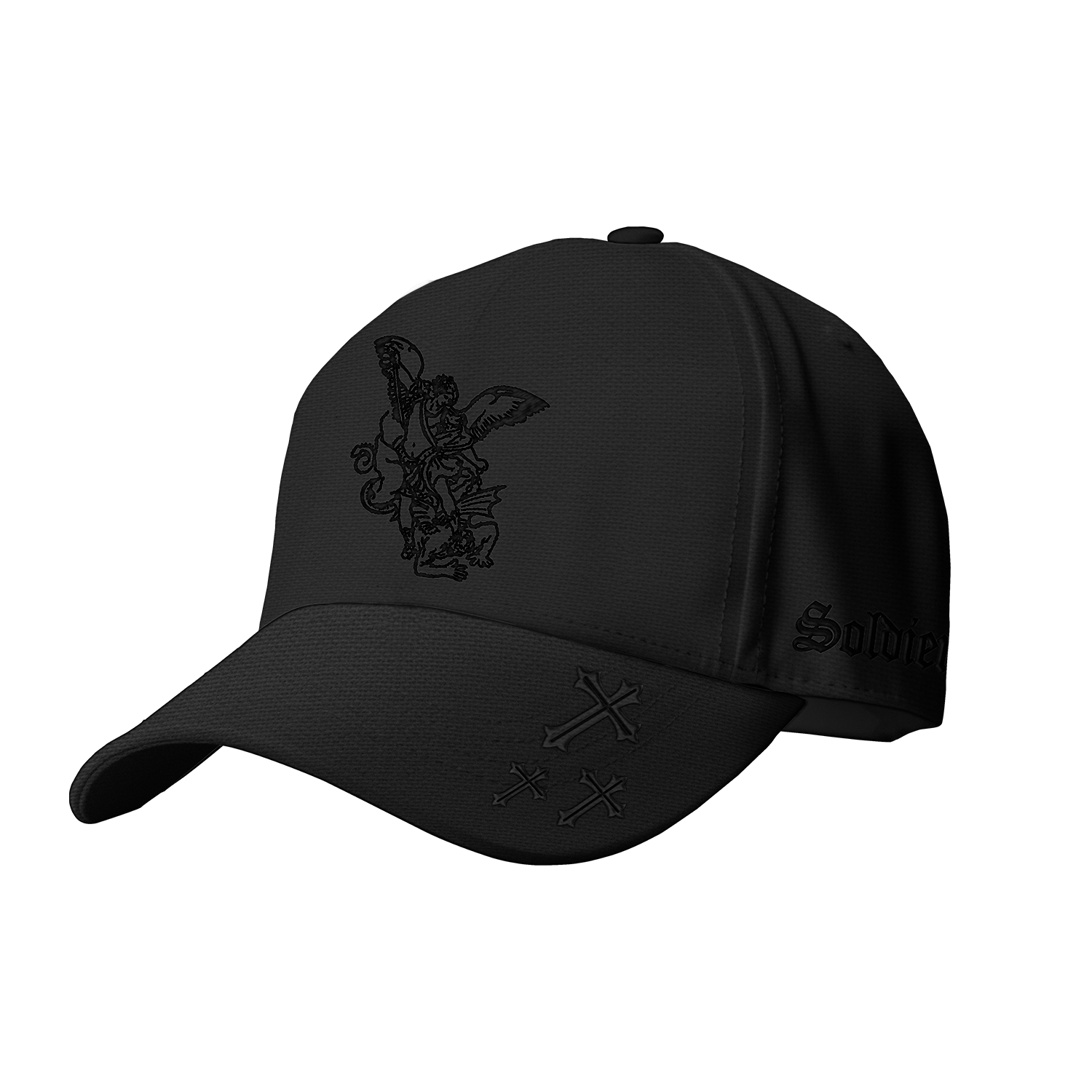 Saint Kaizen premium Christian gym wear Archangel Michael Cap - Black. Features bold spiritual Artwork, A comfortable cap designed for both the gym and casual wear.