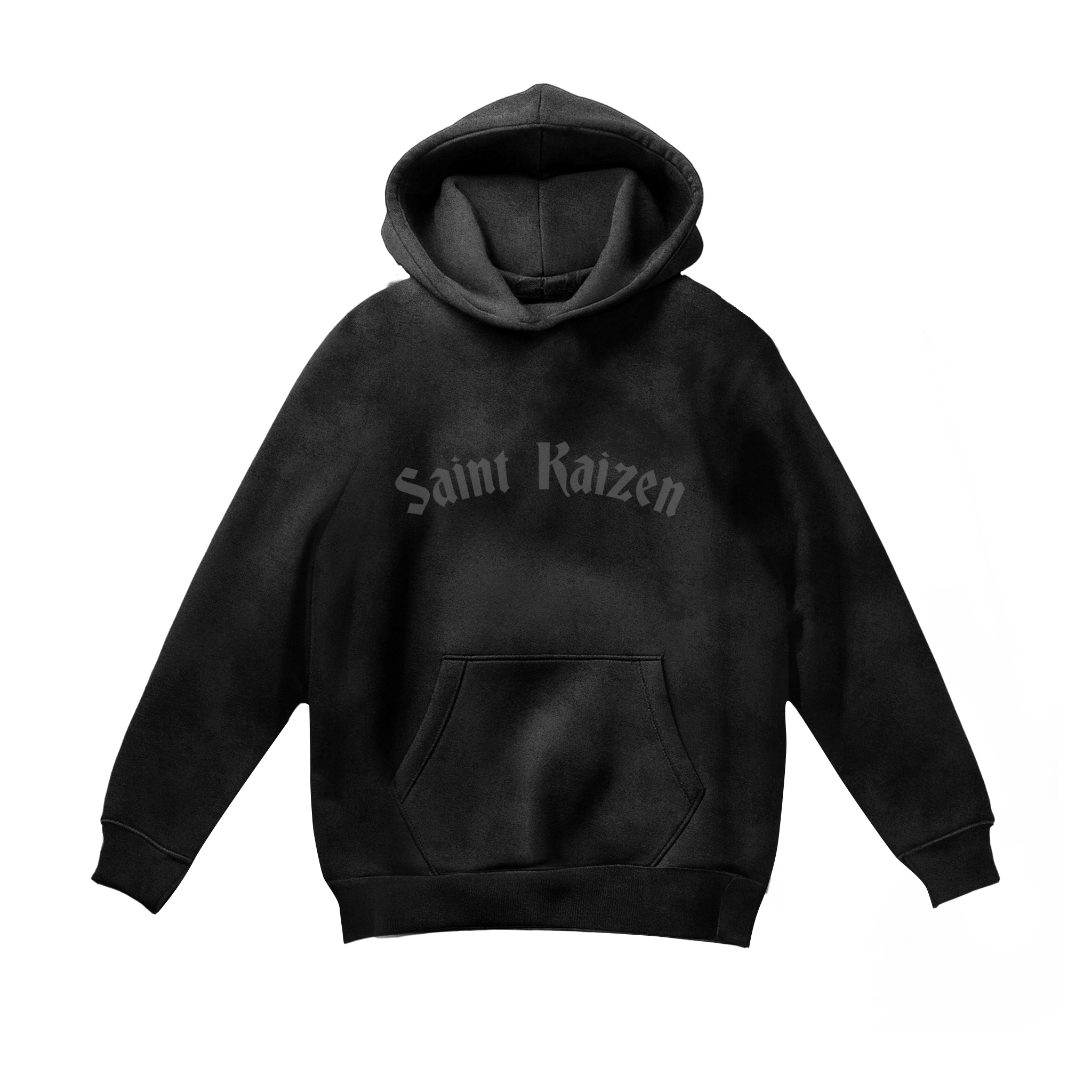 Saint Kaizen Archangel Michael Hoodie - Acid Wash. Heavyweight Christian gym wear hoodie featuring a durable with spiritual artwork.