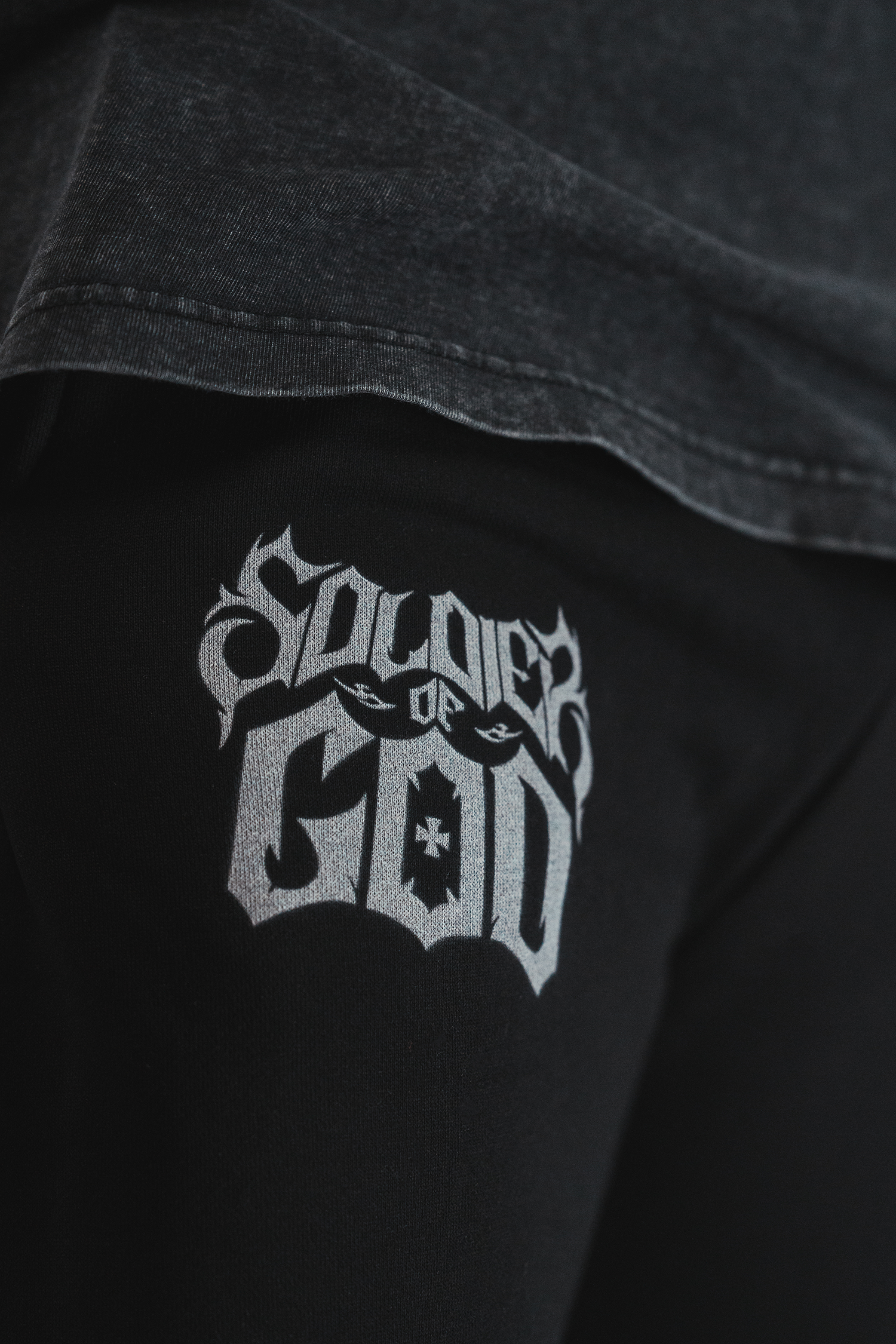 Saint Kaizen Archangel Michael Joggers - Black. Christian gym wear with high-quality screen print design. Terry fleece lining for warmth and comfort.