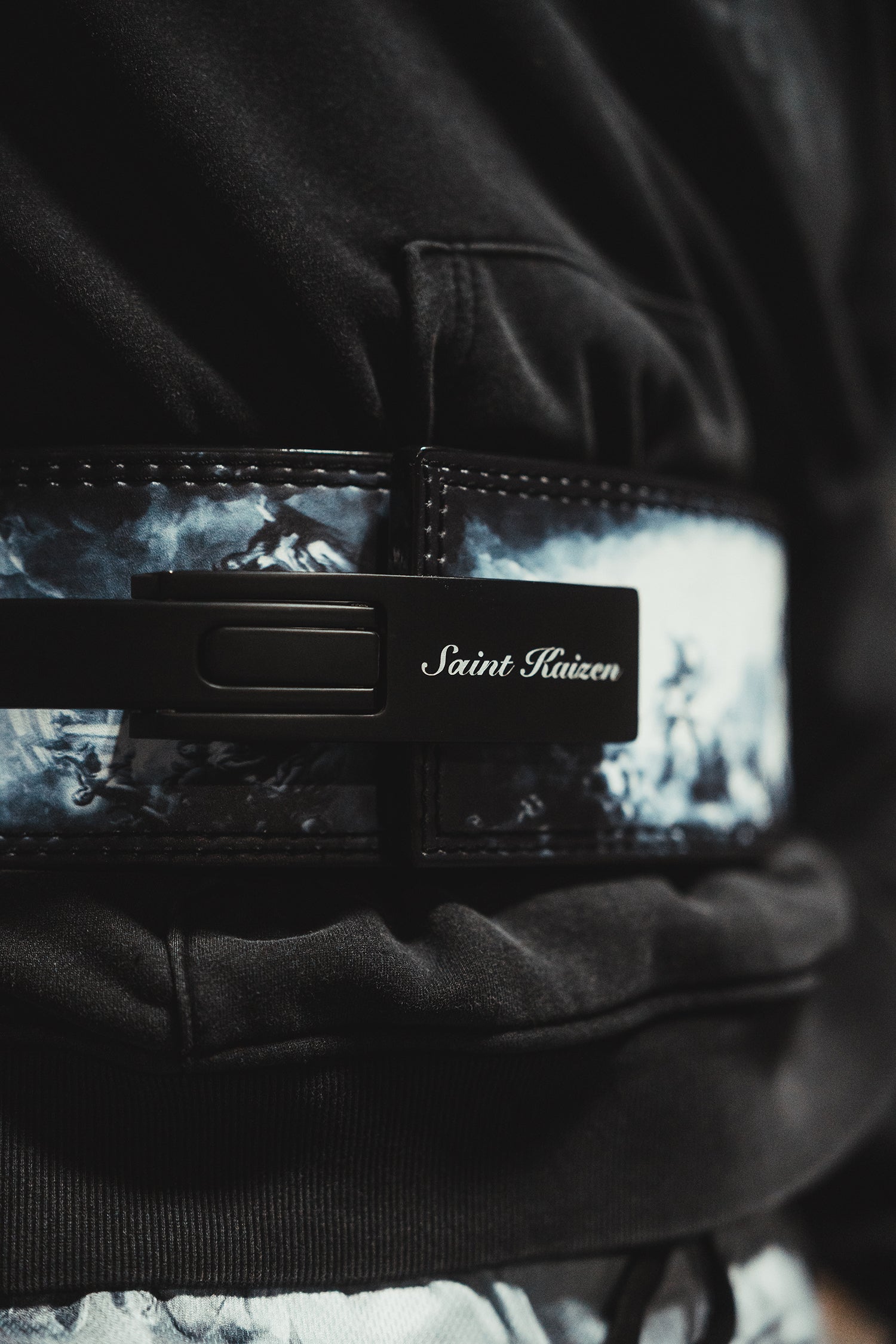 Saint Kaizen Archangel Michael Lever Belt (10mm, black) for Powerlifting. Premium Weightlifting belt designed for Christian athletes.