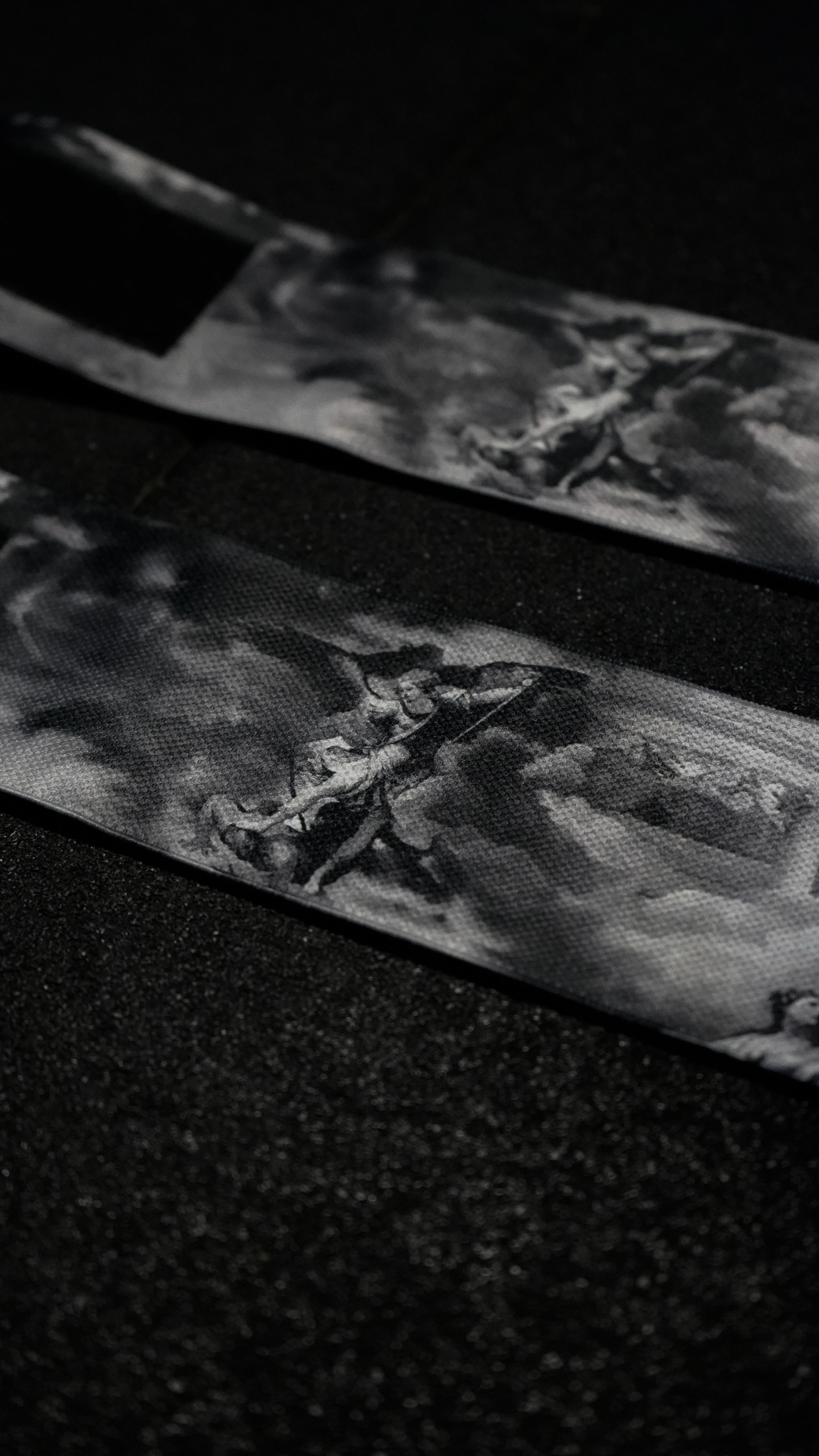 Saint Kaizen Archangel Michael Wrist Wraps - V2. Christian gym wear accessory featuring bold spiritual print and heavy-duty Velcro for stability.