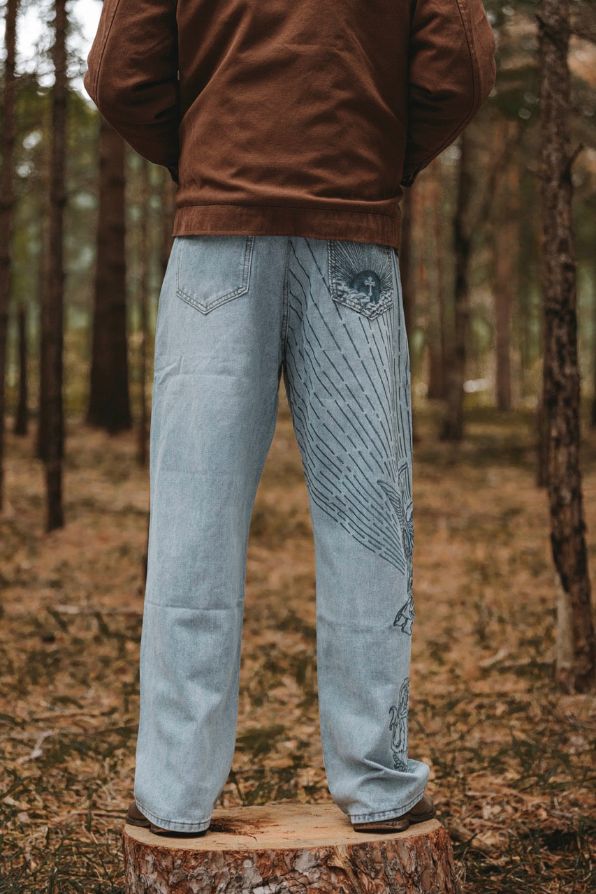 Archangel Michael Embroidery Jeans