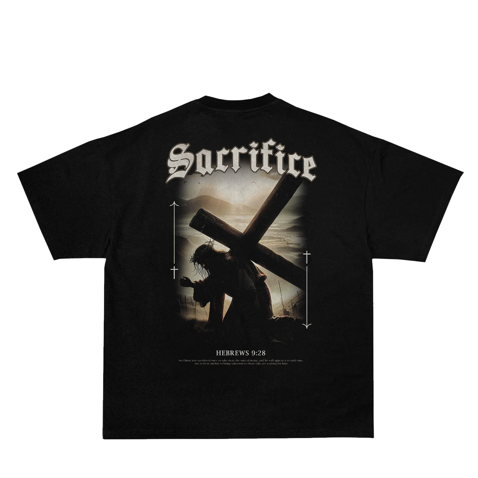 Saint Kaizen Christian gym wear shirt. Features the bold Carry the Cross T-Shirt spiritual design. Oversize fit made from premium 220gr cotton.