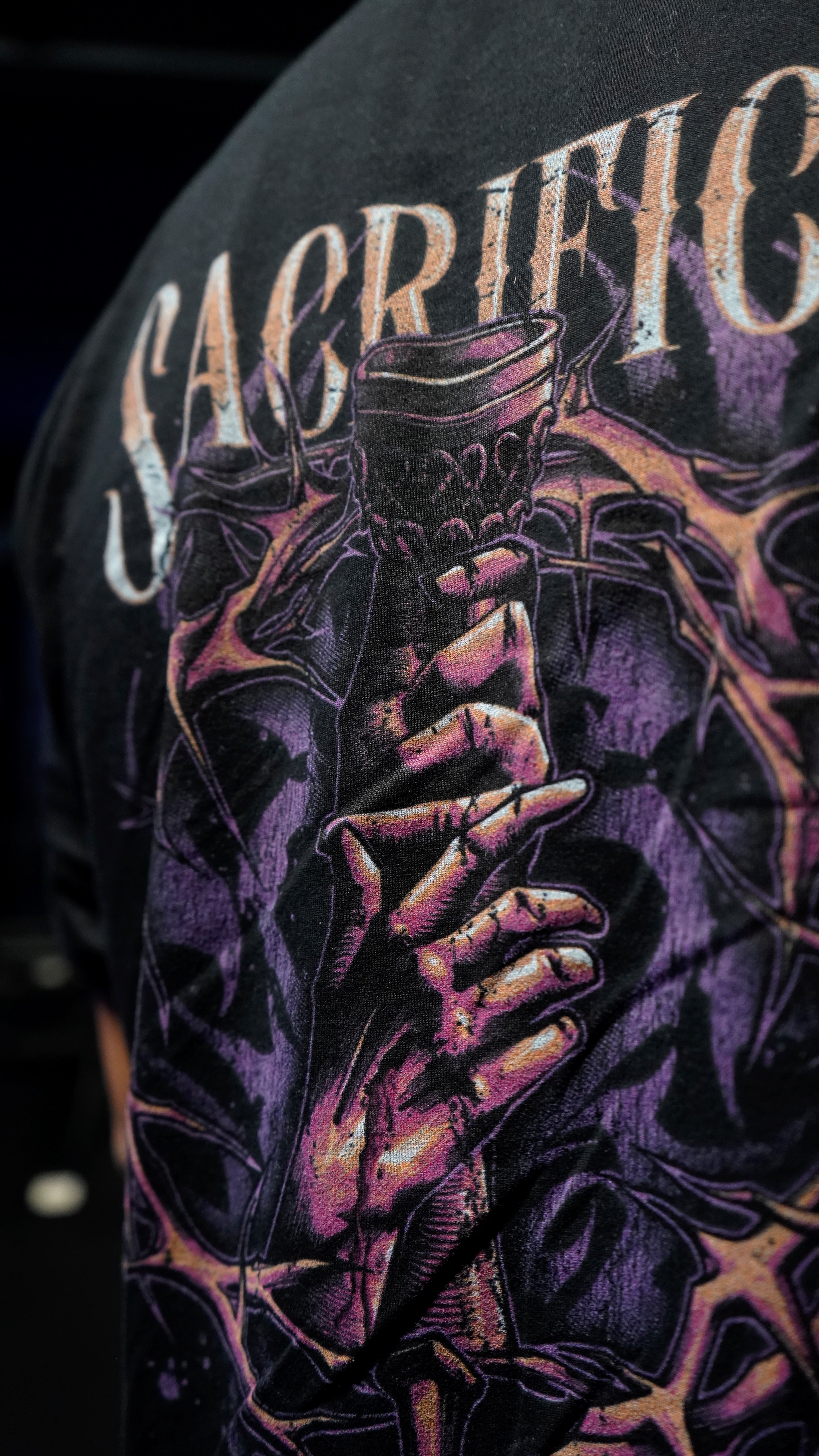 Saint Kaizen Christian gym wear shirt. Features the bold Chalice of Sacrifice T-Shirt - Black spiritual design. Oversize fit made from premium 220gr cotton.