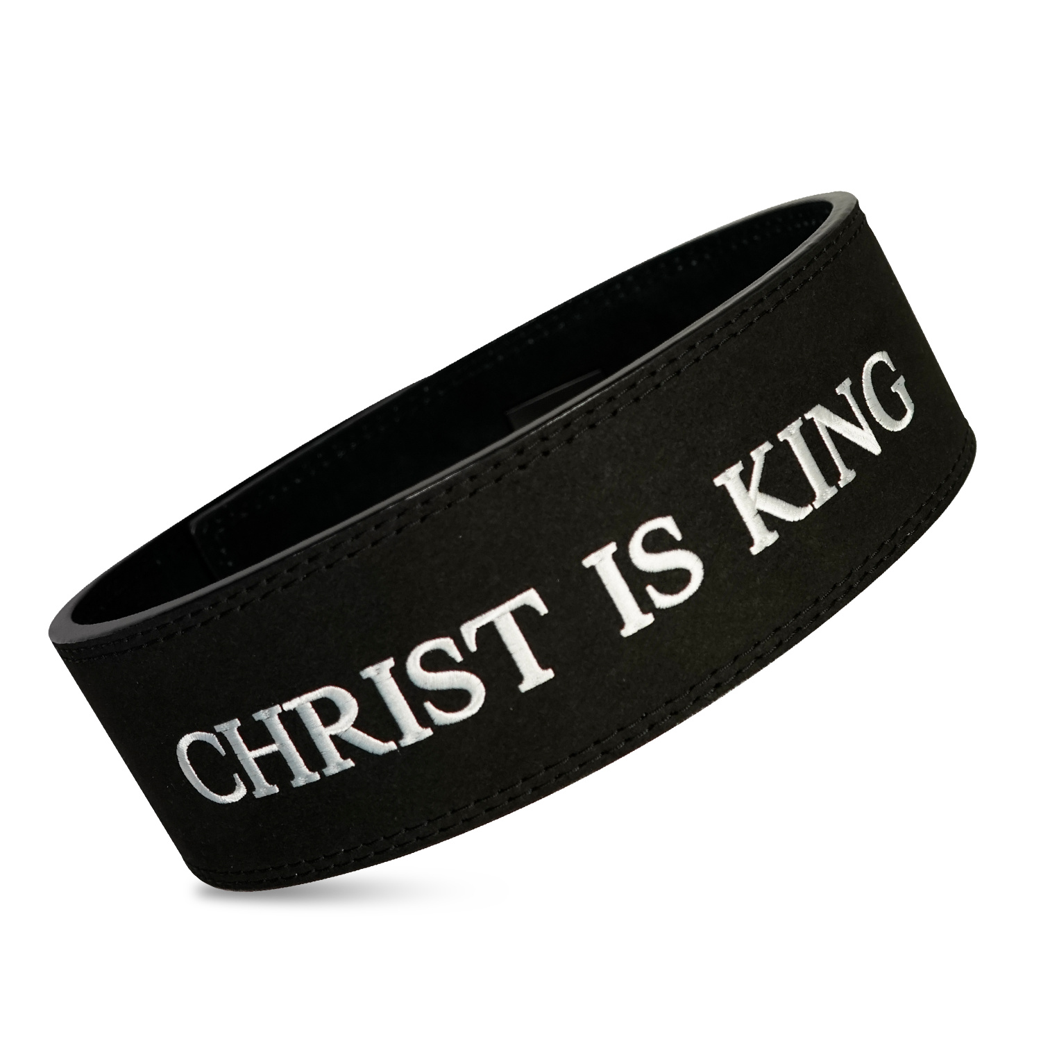 Saint Kaizen Christ is King Lever Belt - Black (10mm, black) for Powerlifting. Premium Weightlifting belt designed for Christian athletes.