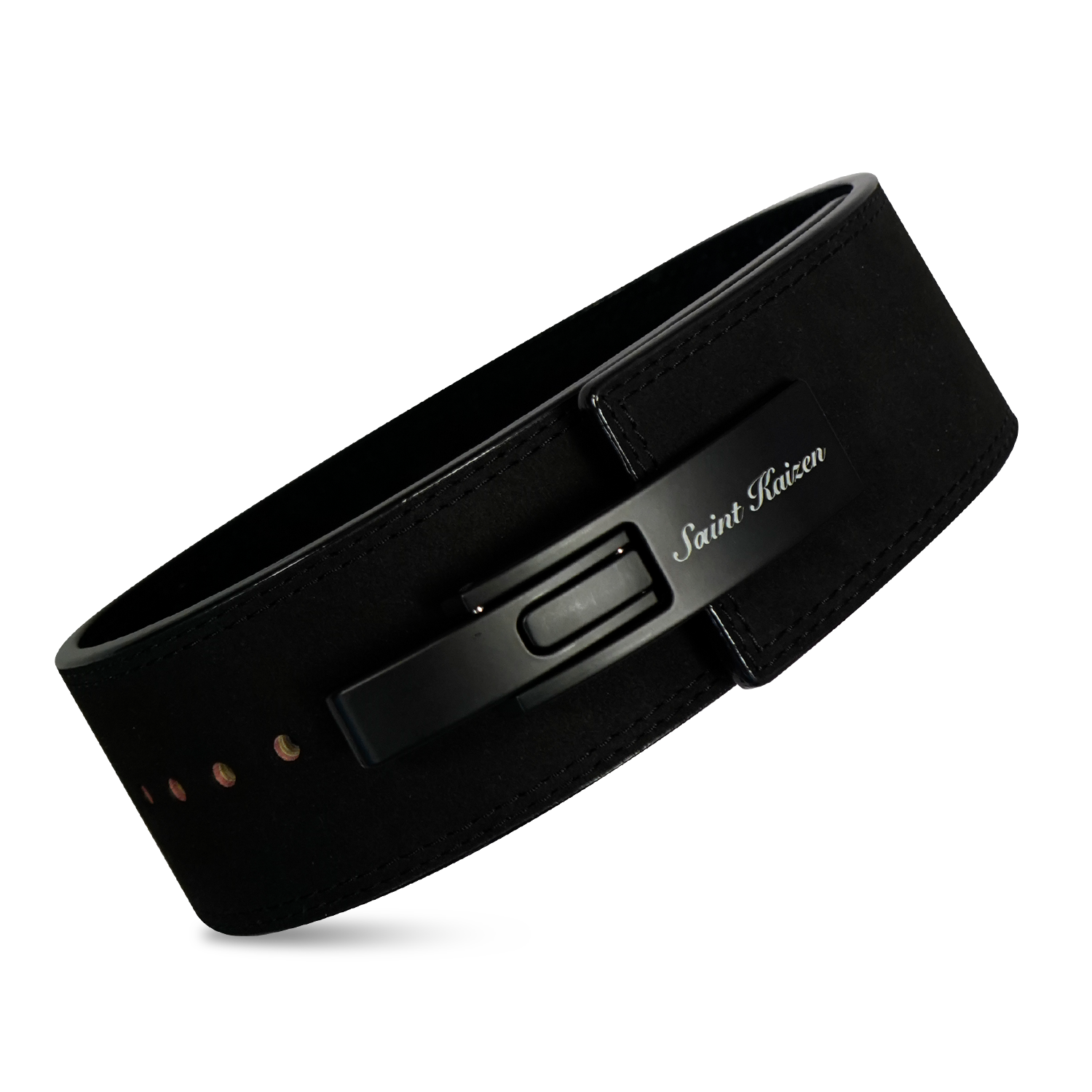 Saint Kaizen Christ is King Lever Belt - Black (10mm, black) for Powerlifting. Premium Weightlifting belt designed for Christian athletes.