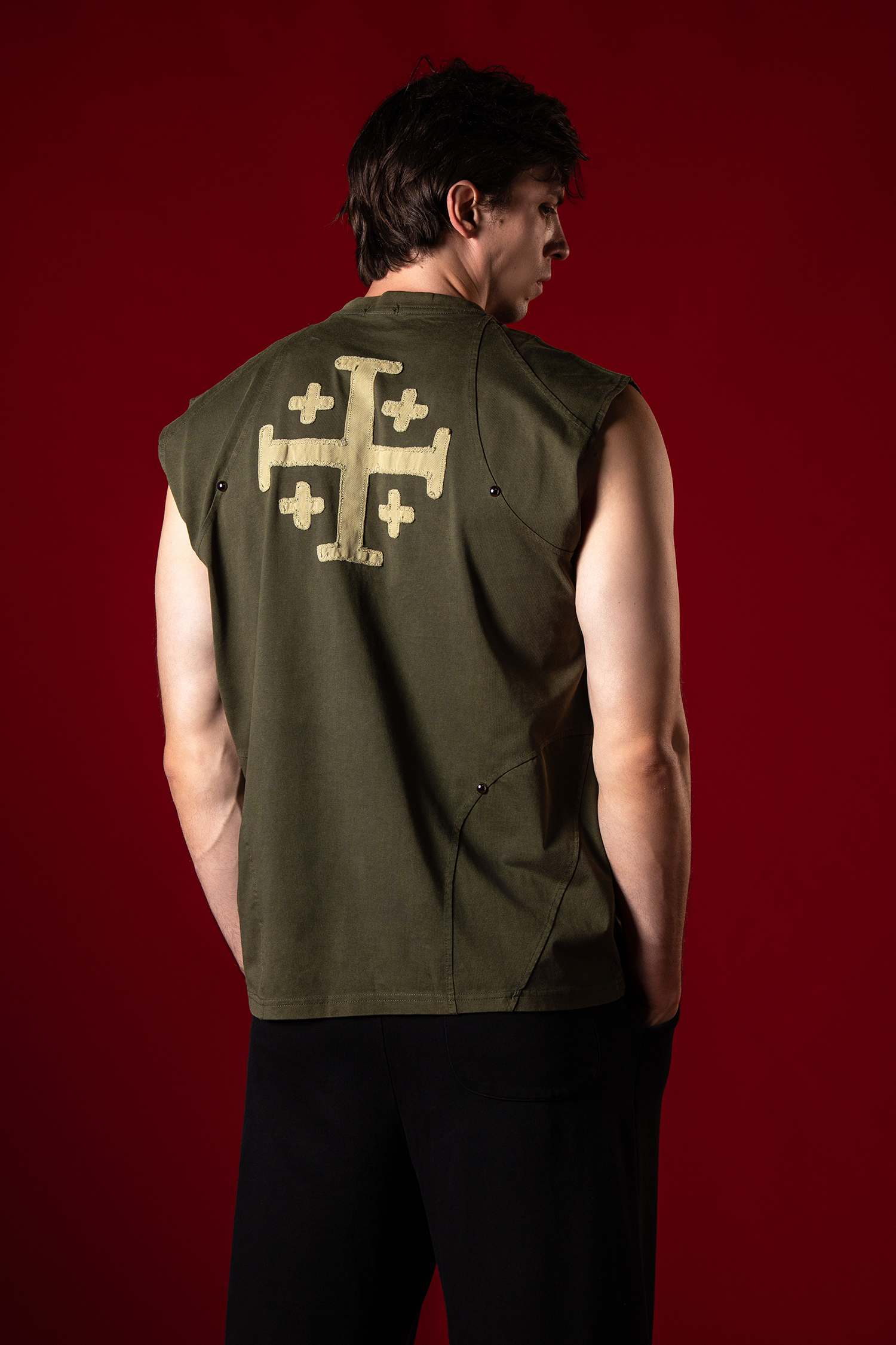 Jerusalem Cross Armor Cut Off Tee
