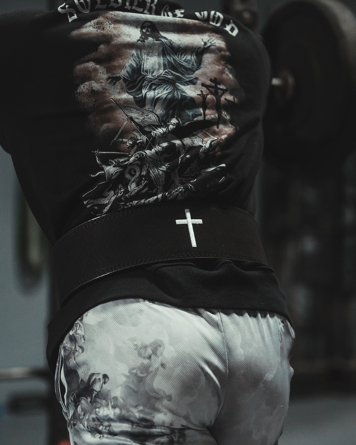 Saint Kaizen Cross Lever Belt (10mm, black) for Powerlifting. Premium Weightlifting belt designed for Christian athletes.