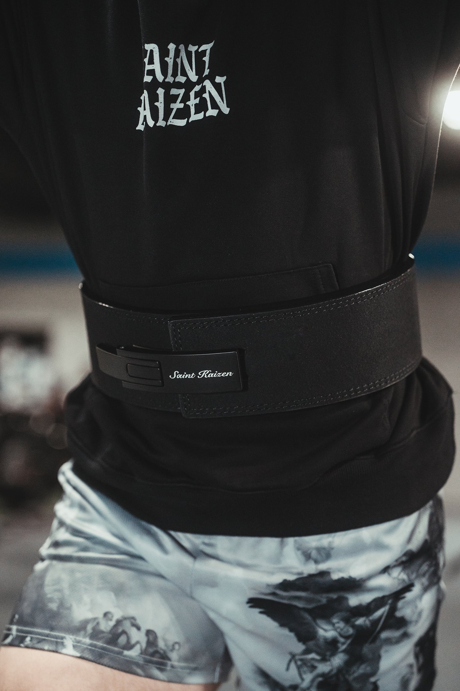 Saint Kaizen Cross Lever Belt (10mm, black) for Powerlifting. Premium Weightlifting belt designed for Christian athletes.