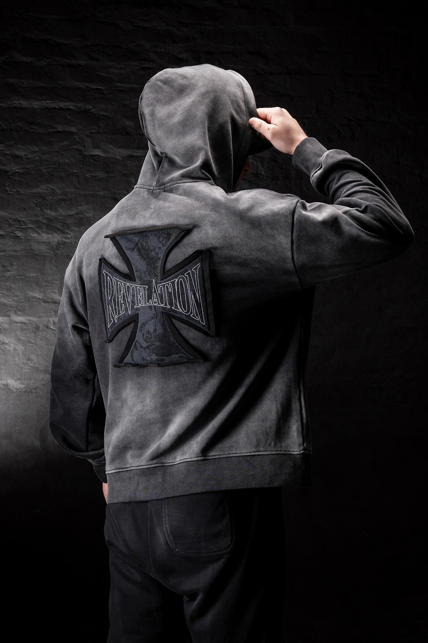 Crusader Cross Hoodie - Acid Wash