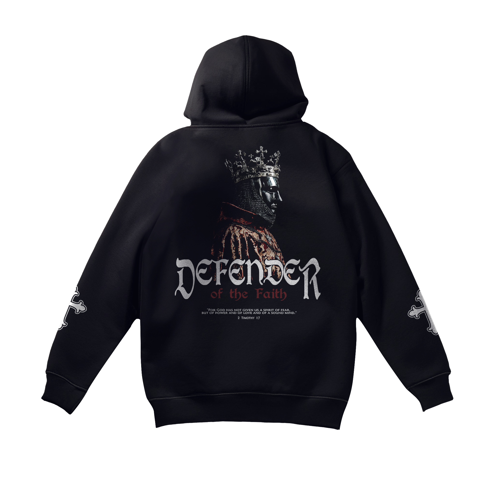 Saint Kaizen Defender Of Faith Hoodie. Heavyweight Christian gym wear hoodie featuring a durable with spiritual artwork.