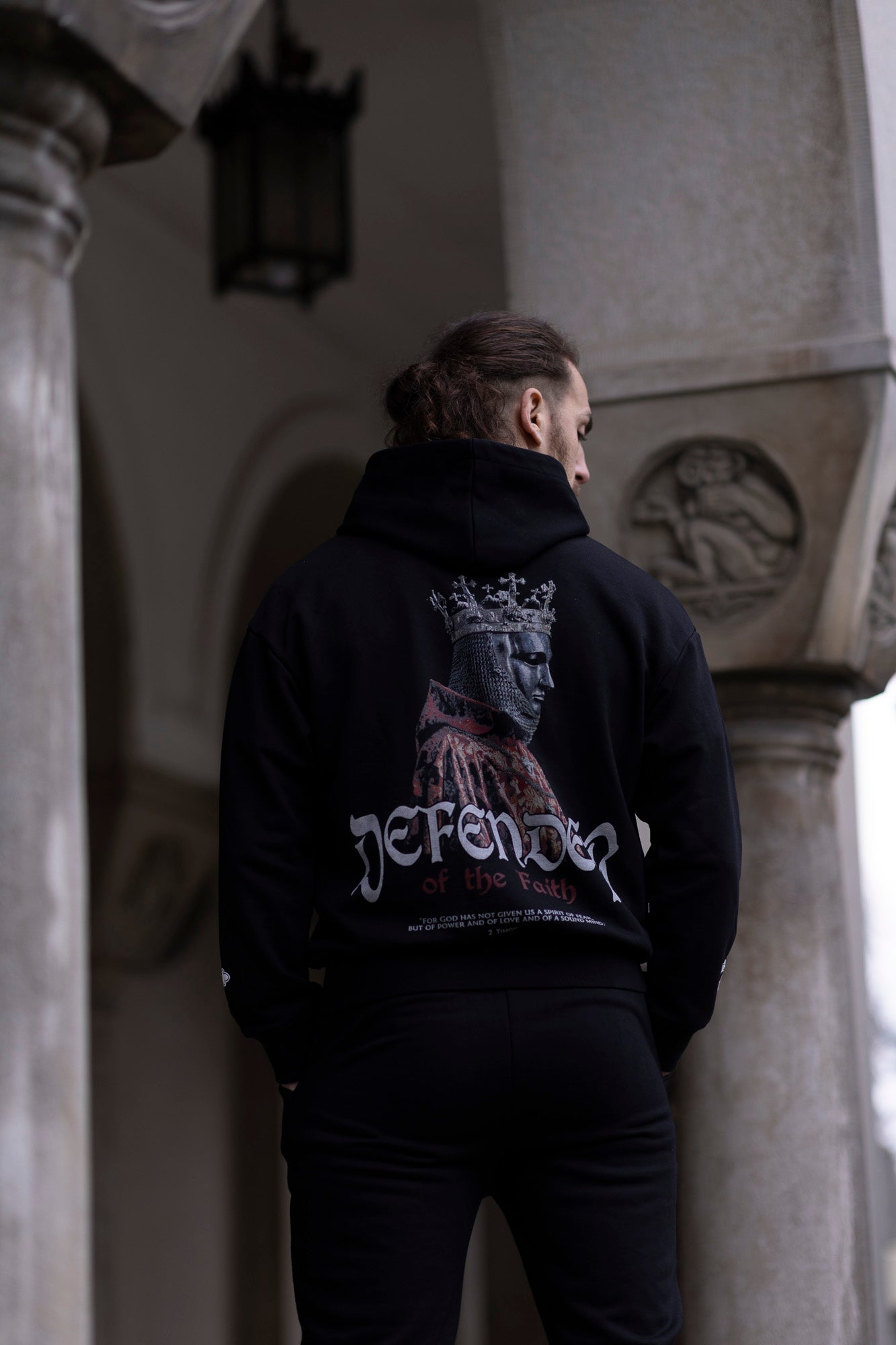 Saint Kaizen Defender Of Faith Hoodie. Heavyweight Christian gym wear hoodie featuring a durable with spiritual artwork.