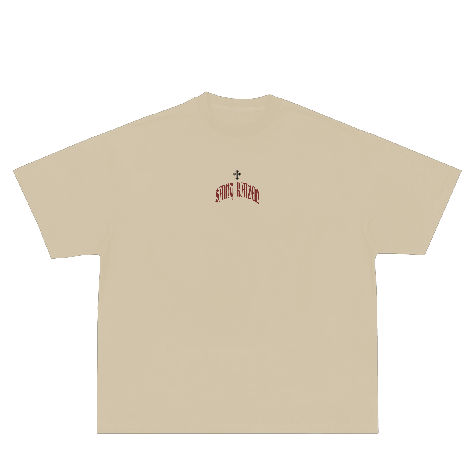 Saint Kaizen Christian gym wear shirt. Features the bold Defender T-Shirt - Cream spiritual design. Oversize fit made from premium 220gr cotton.