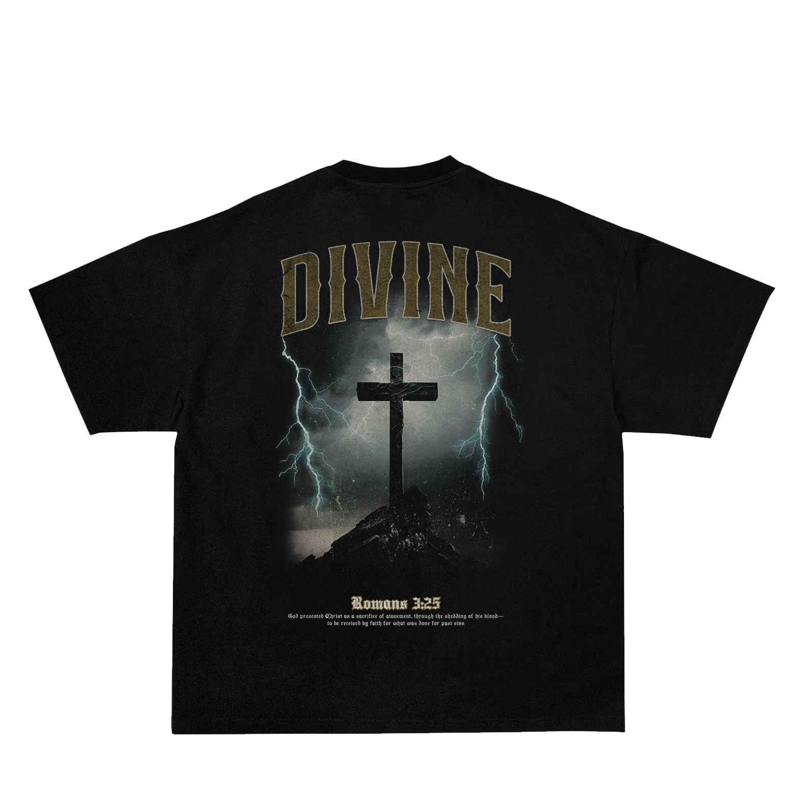 Saint Kaizen Christian gym wear shirt. Features the bold Divine T-Shirt - Black spiritual design. Oversize fit made from premium 220gr cotton.