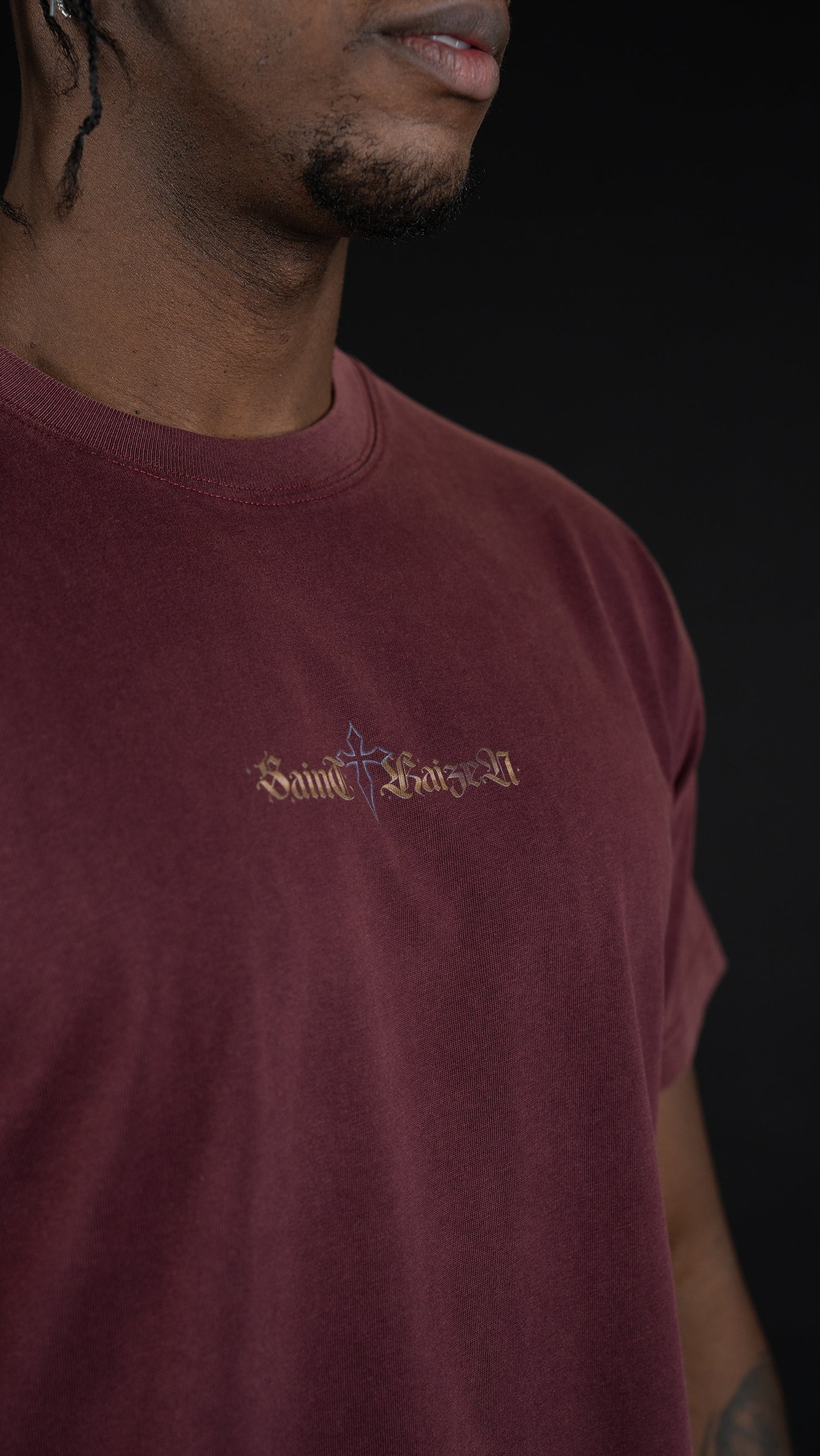 Saint Kaizen Christian gym wear shirt. Features the bold John 1:5 T-Shirt - Acid Wash Brown spiritual design. Oversize fit made from premium 220gr cotton.