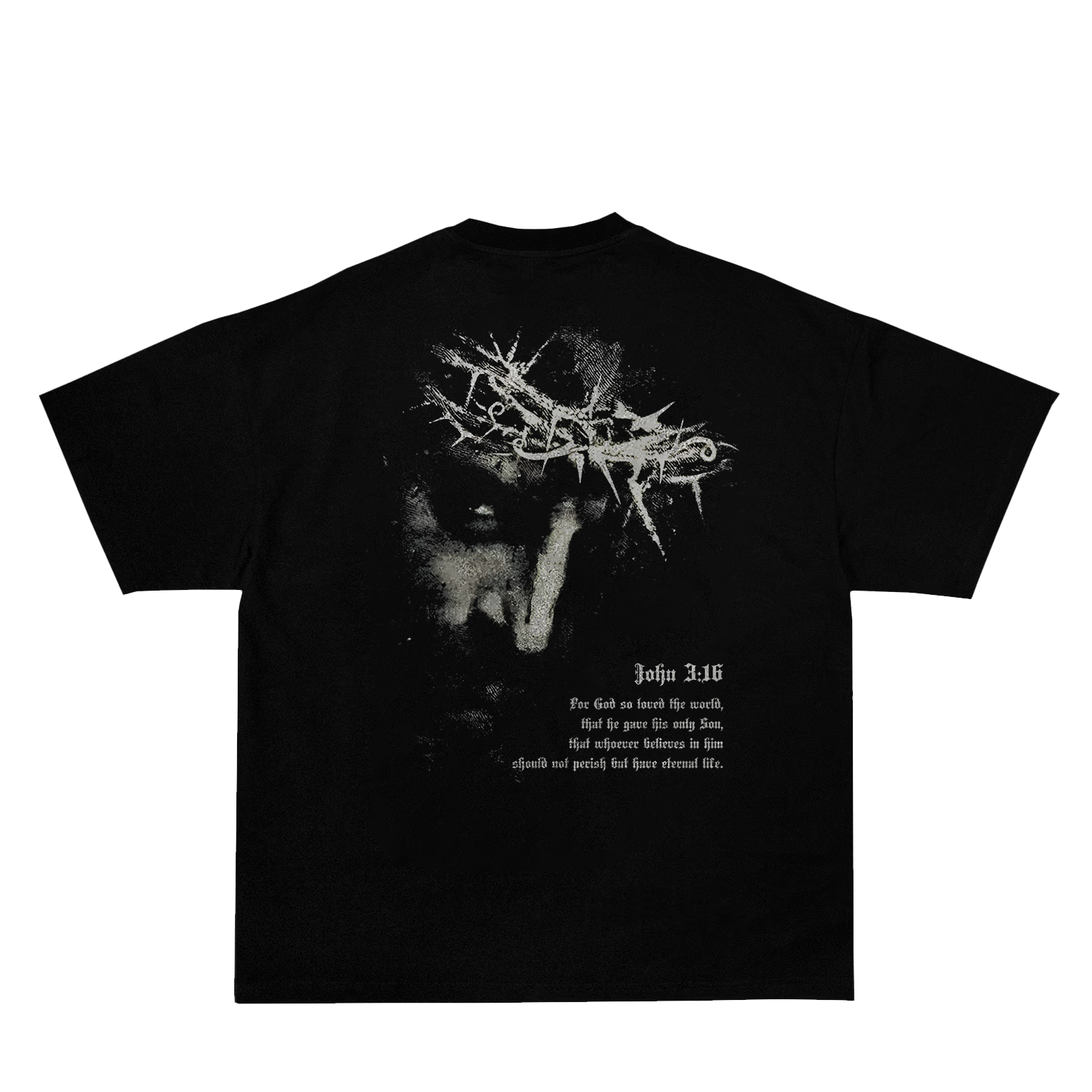 Saint Kaizen Christian gym wear shirt. Features the bold John 3:16 T-Shirt spiritual design. Oversize fit made from premium 220gr cotton.