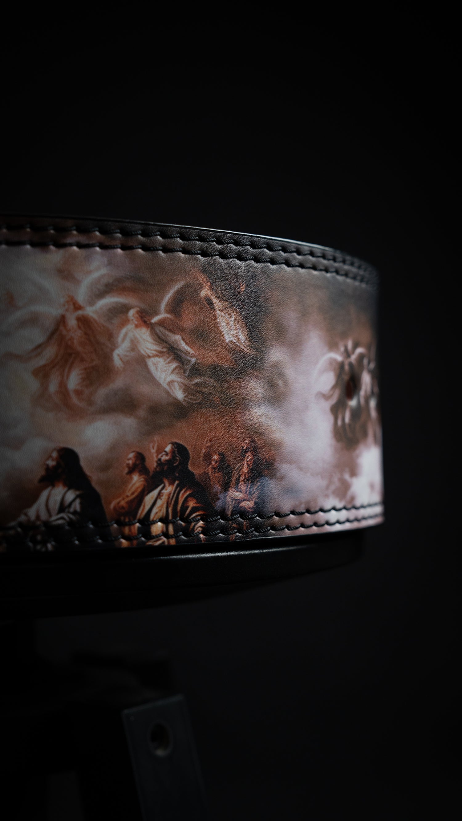 Saint Kaizen Resurrection Lever Belt (10mm, black) for Powerlifting. Premium Weightlifting belt designed for Christian athletes.