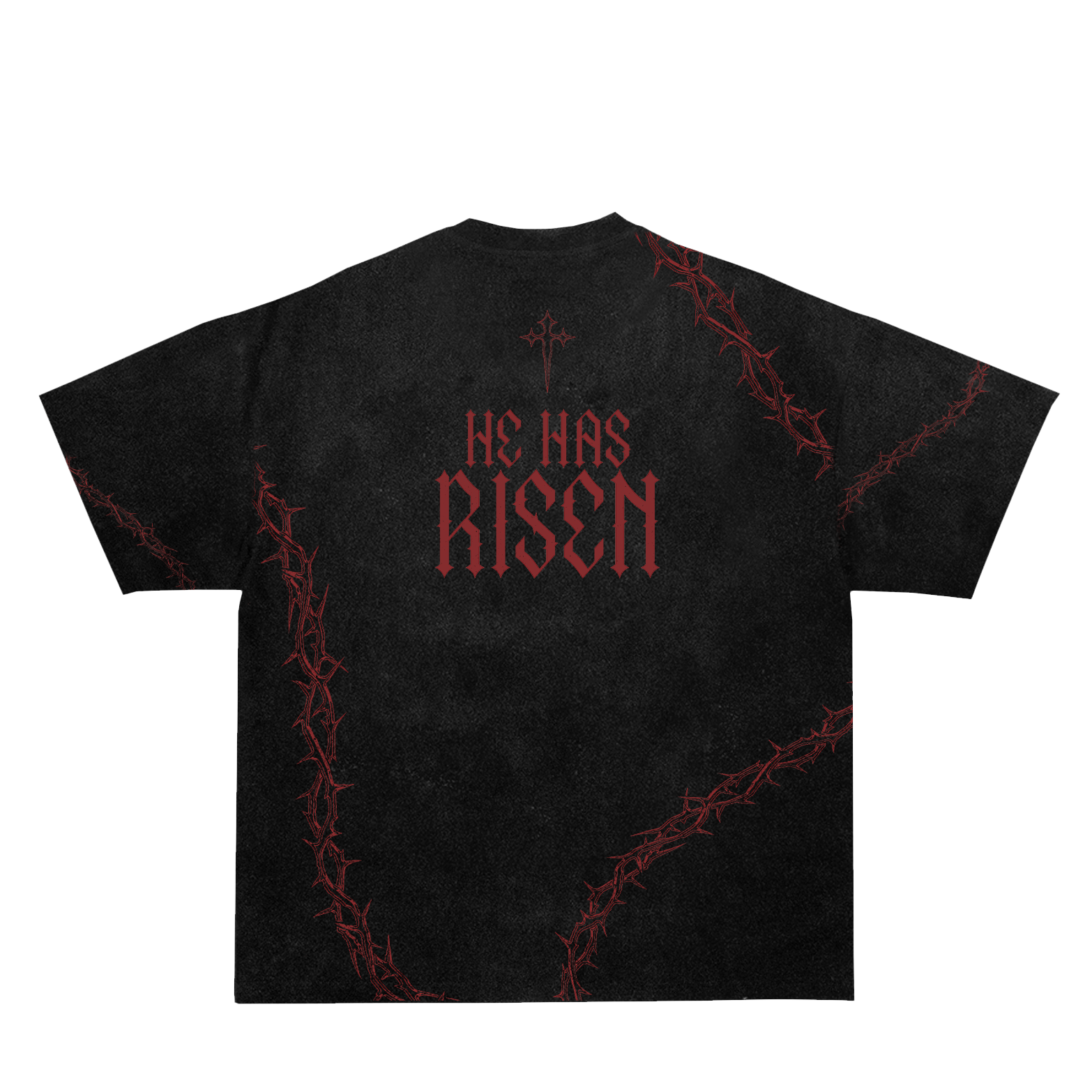 Saint Kaizen Christian gym wear shirt. Features the bold Risen T-Shirt - Acid Wash spiritual design. Oversize fit made from premium 220gr cotton.