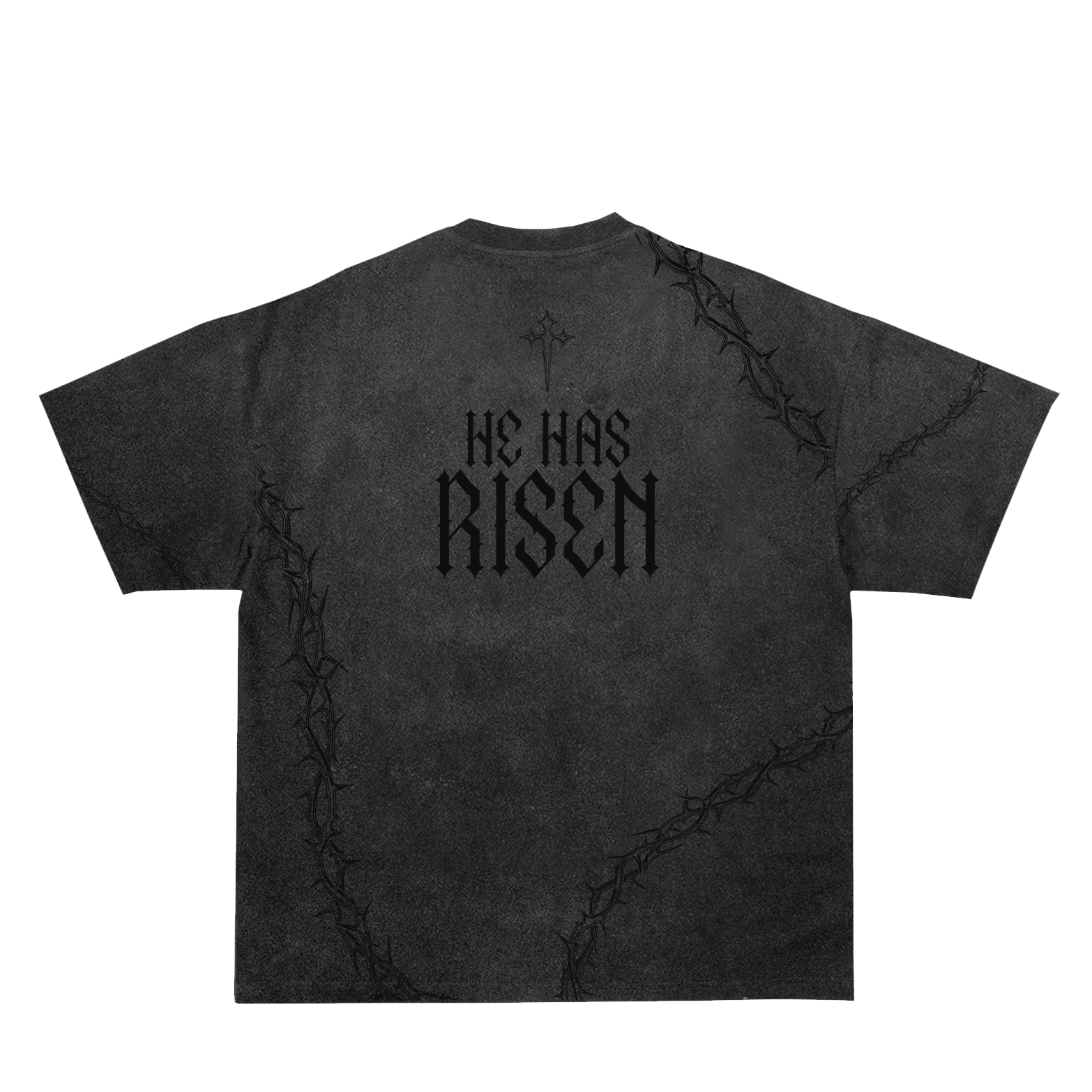 Saint Kaizen Christian gym wear shirt. Features the bold Risen T-Shirt - Black spiritual design. Oversize fit made from premium 220gr cotton.