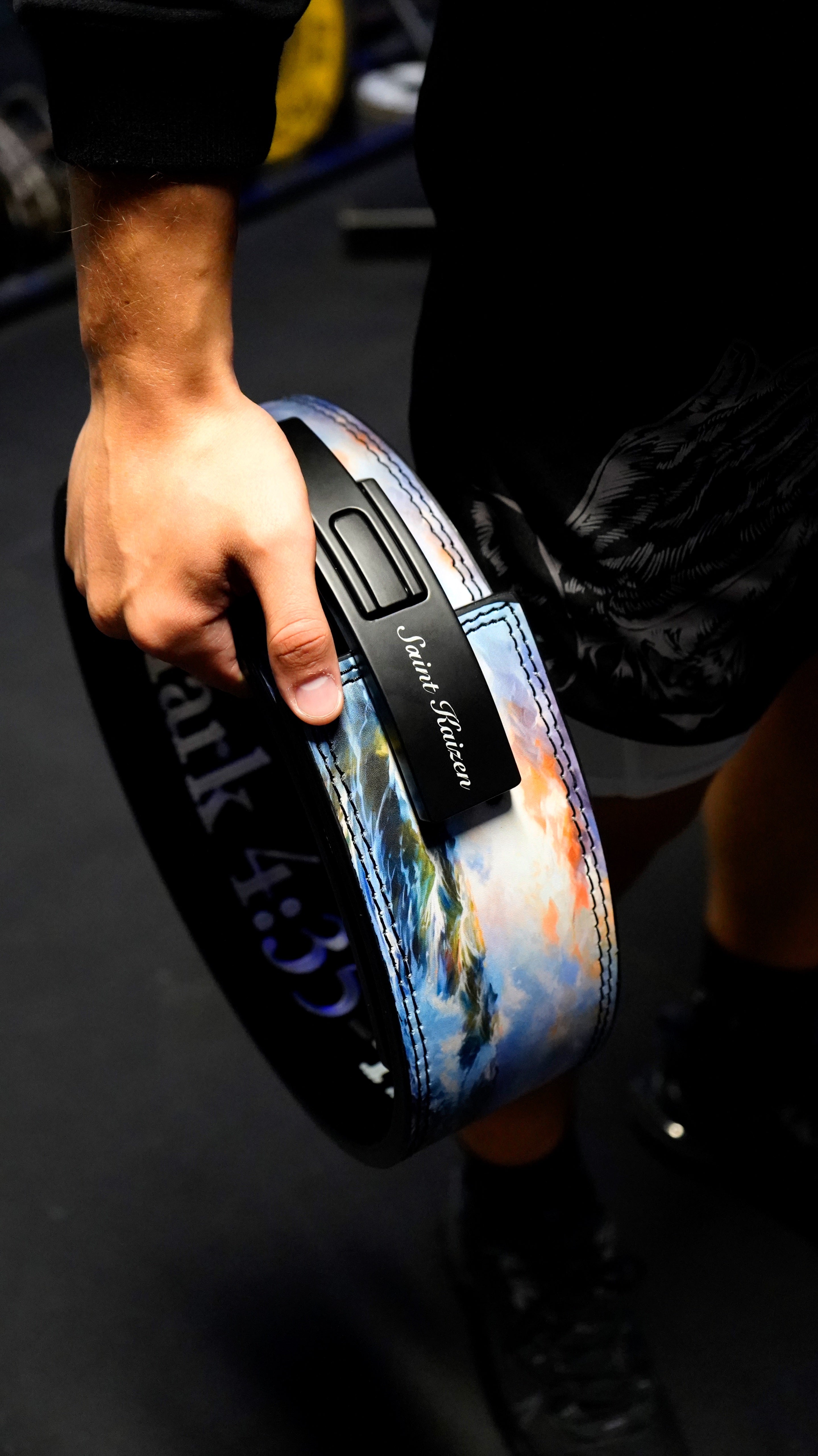 Saint Kaizen Storm Lever Belt (10mm, black) for Powerlifting. Premium Weightlifting belt designed for Christian athletes.