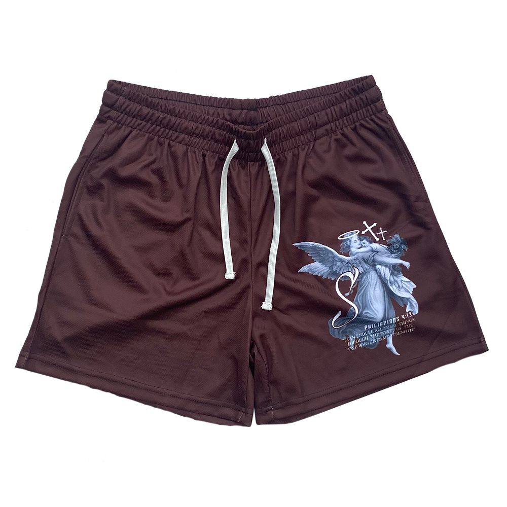 Strength Through Christ Mesh Shorts - Brown