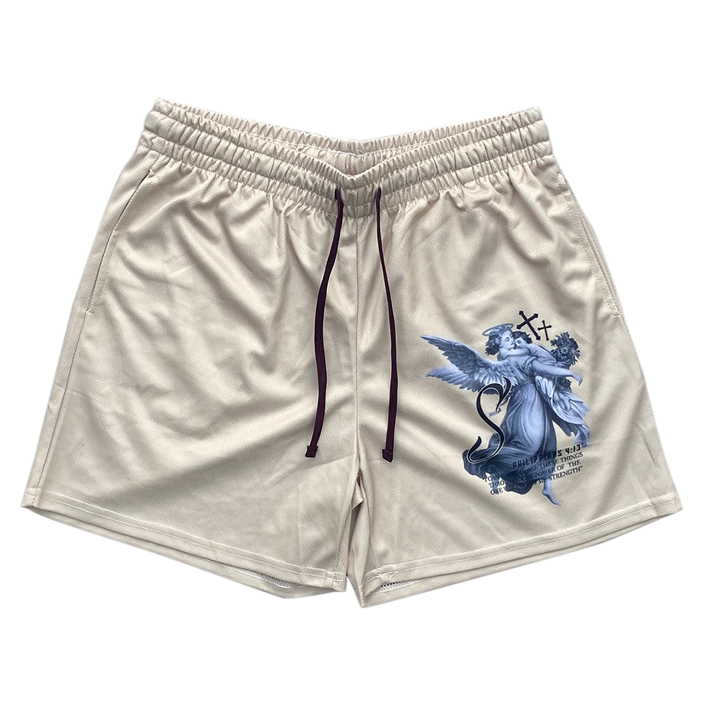 Strength Through Christ Mesh Shorts - Cream