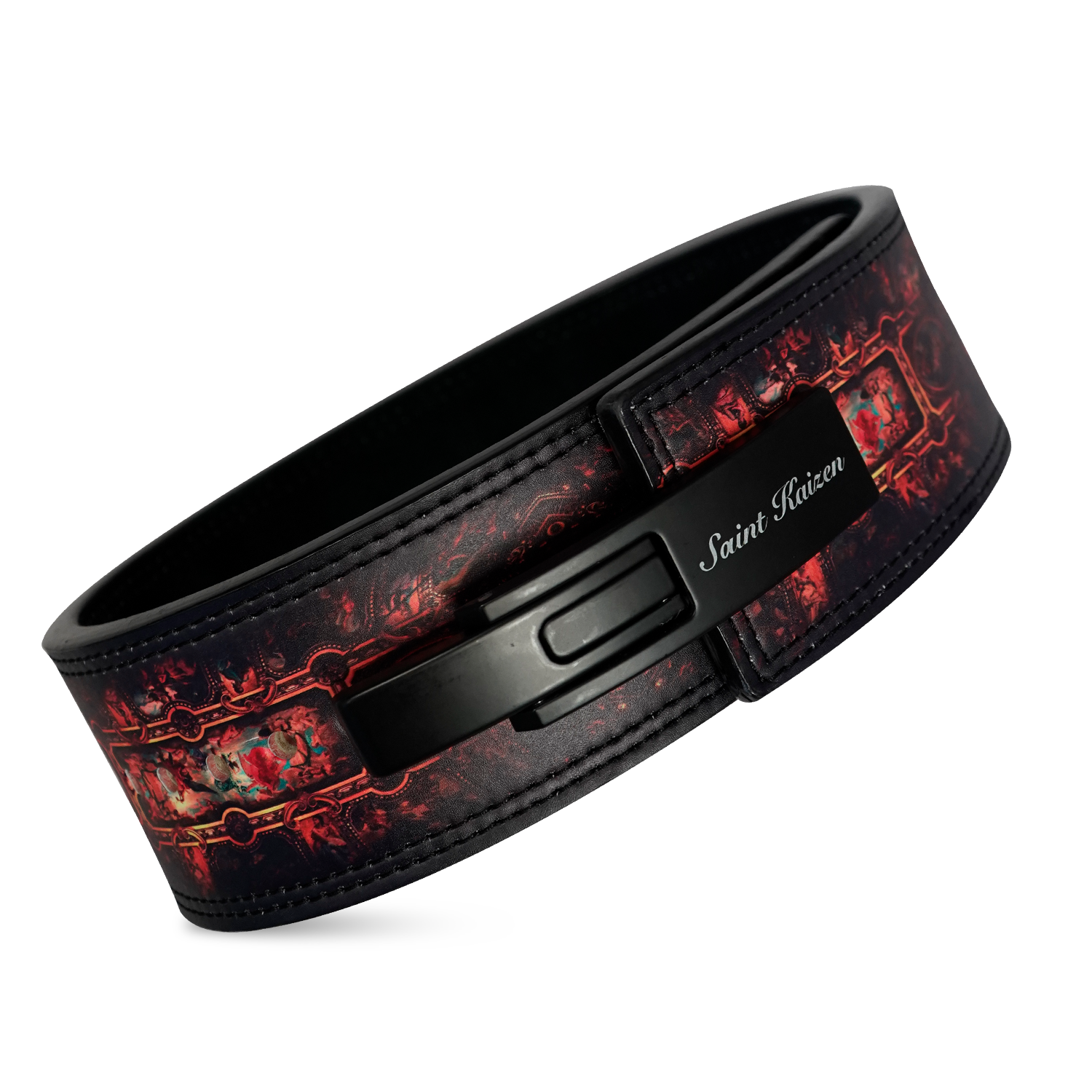 Saint Kaizen The Last Supper Lever Belt (10mm, black) for Powerlifting. Premium Weightlifting belt designed for Christian athletes.
