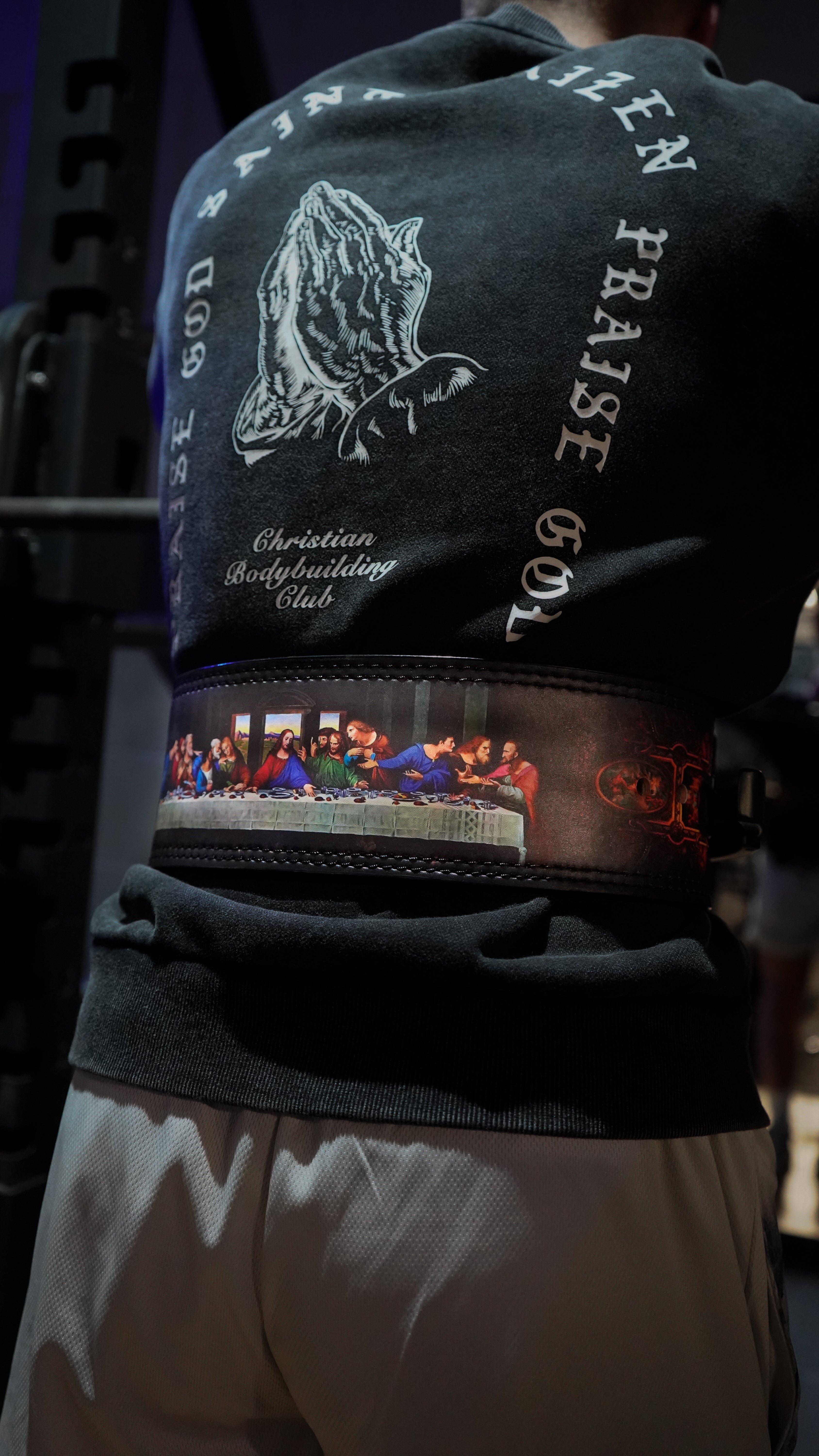 Saint Kaizen The Last Supper Lever Belt (10mm, black) for Powerlifting. Premium Weightlifting belt designed for Christian athletes.
