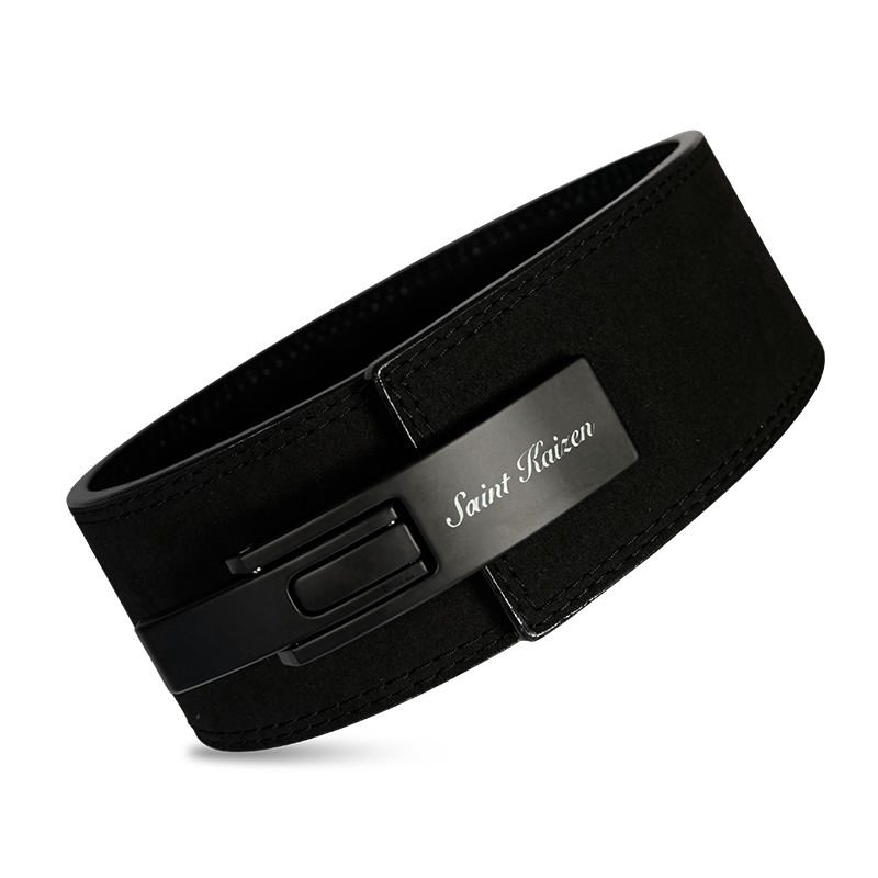 Saint Kaizen Angel Wings Lever Belt (10mm, black) for Powerlifting. Premium Weightlifting belt designed for Christian athletes.