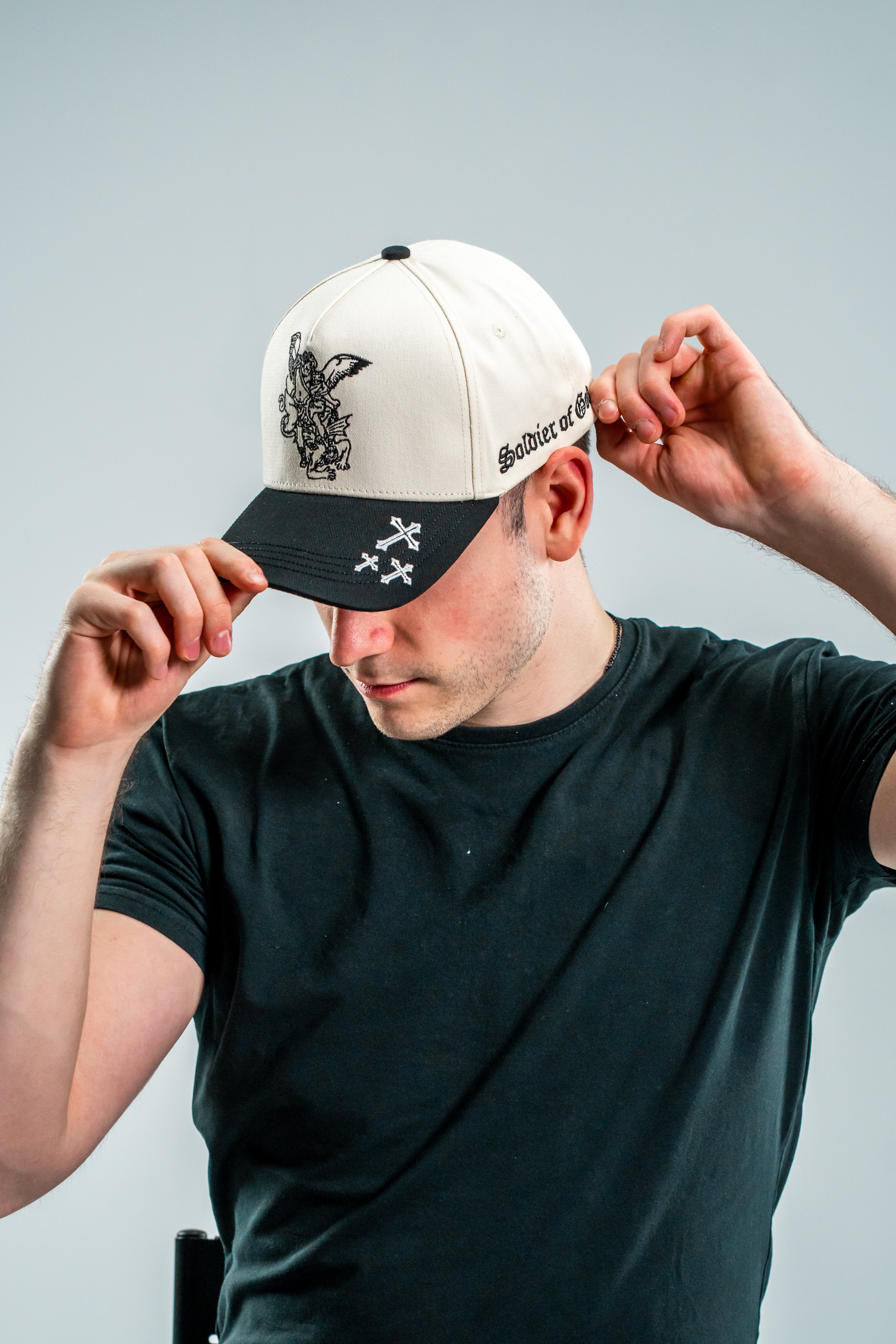 Saint Kaizen premium Christian gym wear [Archangel Michael Cap]. Features bold spiritual Artwork, A comfortable cap designed for both the gym and casual wear.