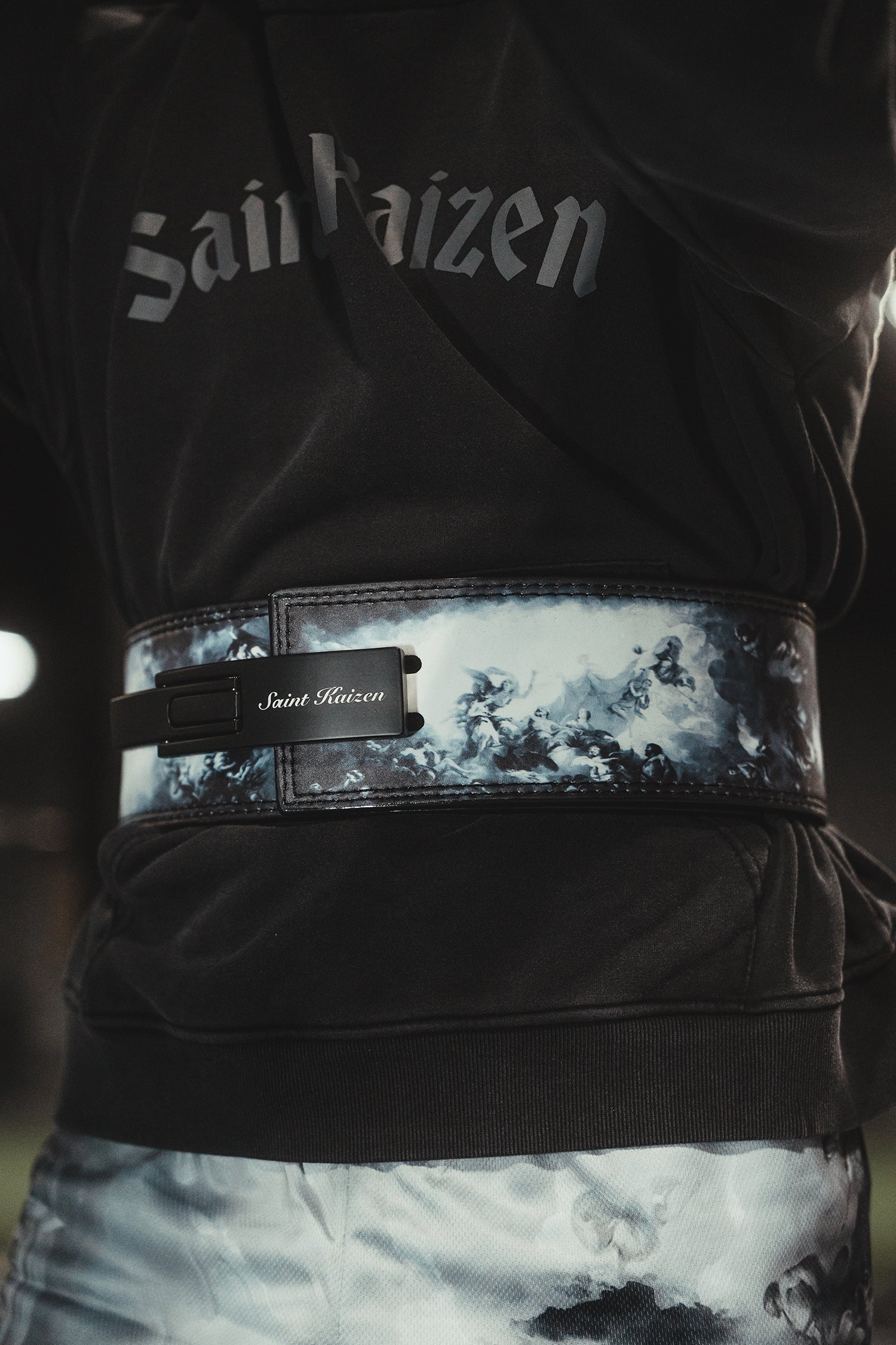 Saint Kaizen Archangel Michael Lever Belt (10mm, black) for Powerlifting. Premium Weightlifting belt designed for Christian athletes.