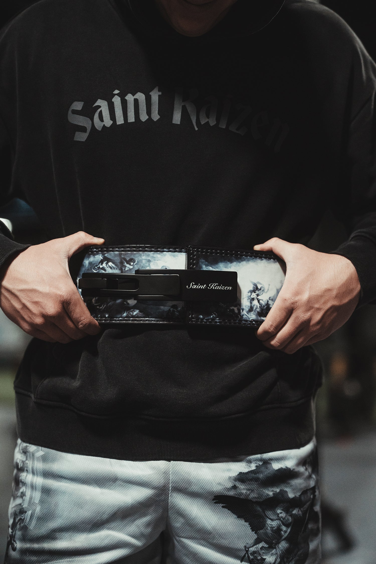 Saint Kaizen Archangel Michael Lever Belt (10mm, black) for Powerlifting. Premium Weightlifting belt designed for Christian athletes.