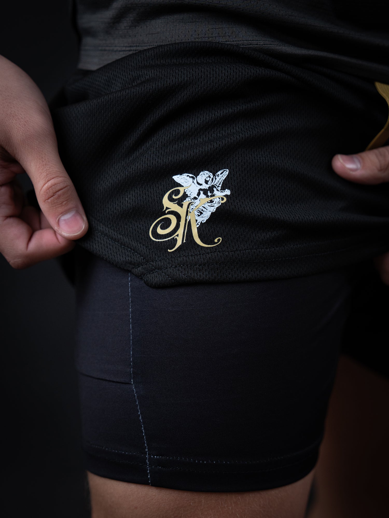 Saint Kaizen Christian gym wear Birth of The Son Performance Shorts. Two-layer shorts built for optimal mobility, featuring secure pockets and premium fabric.