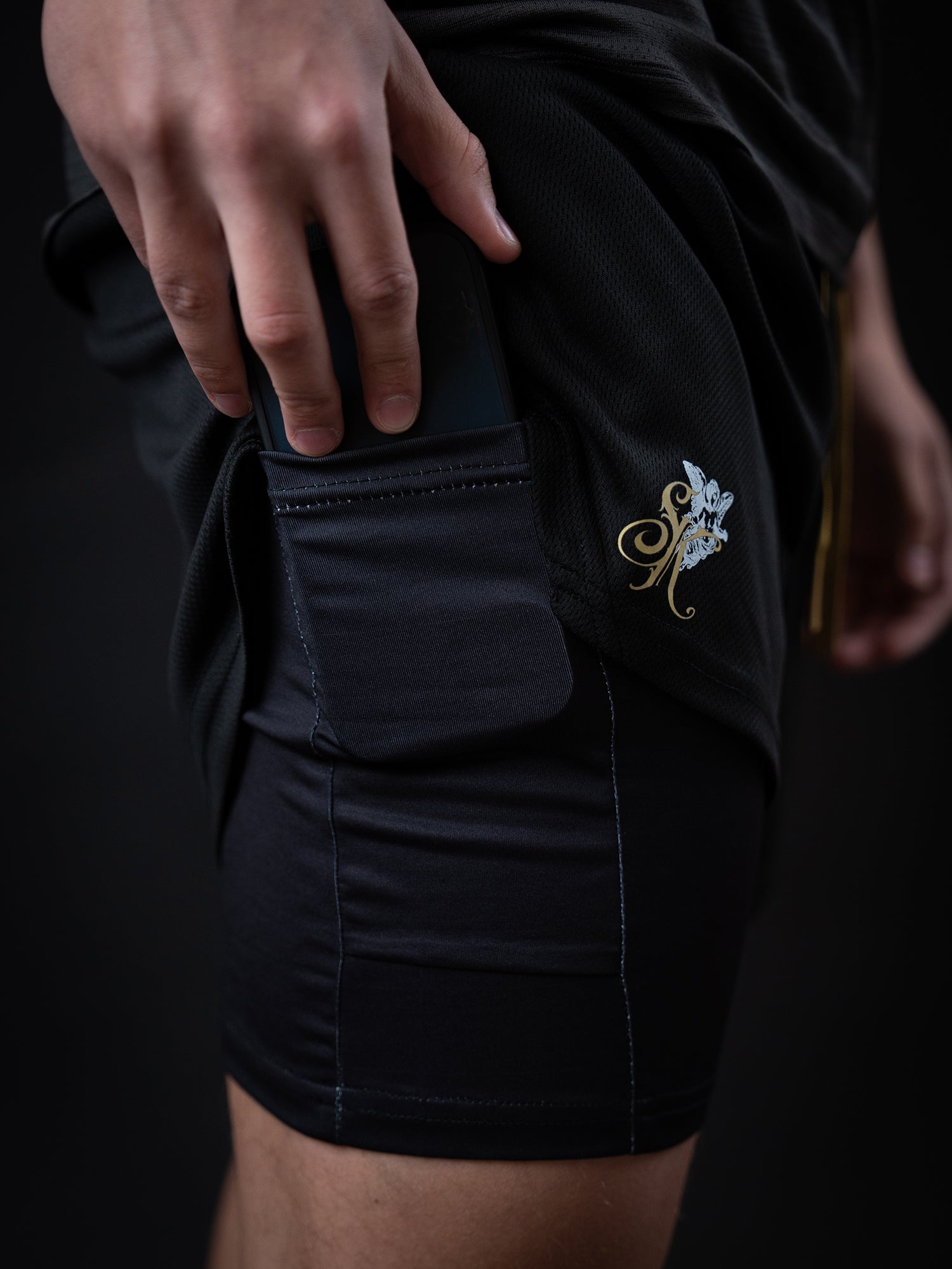 Saint Kaizen Christian gym wear Birth of The Son Performance Shorts. Two-layer shorts built for optimal mobility, featuring secure pockets and premium fabric.