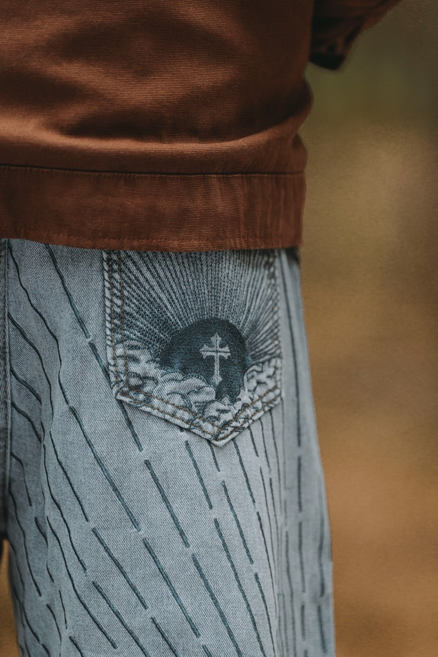 Archangel Michael Embroidery Jeans