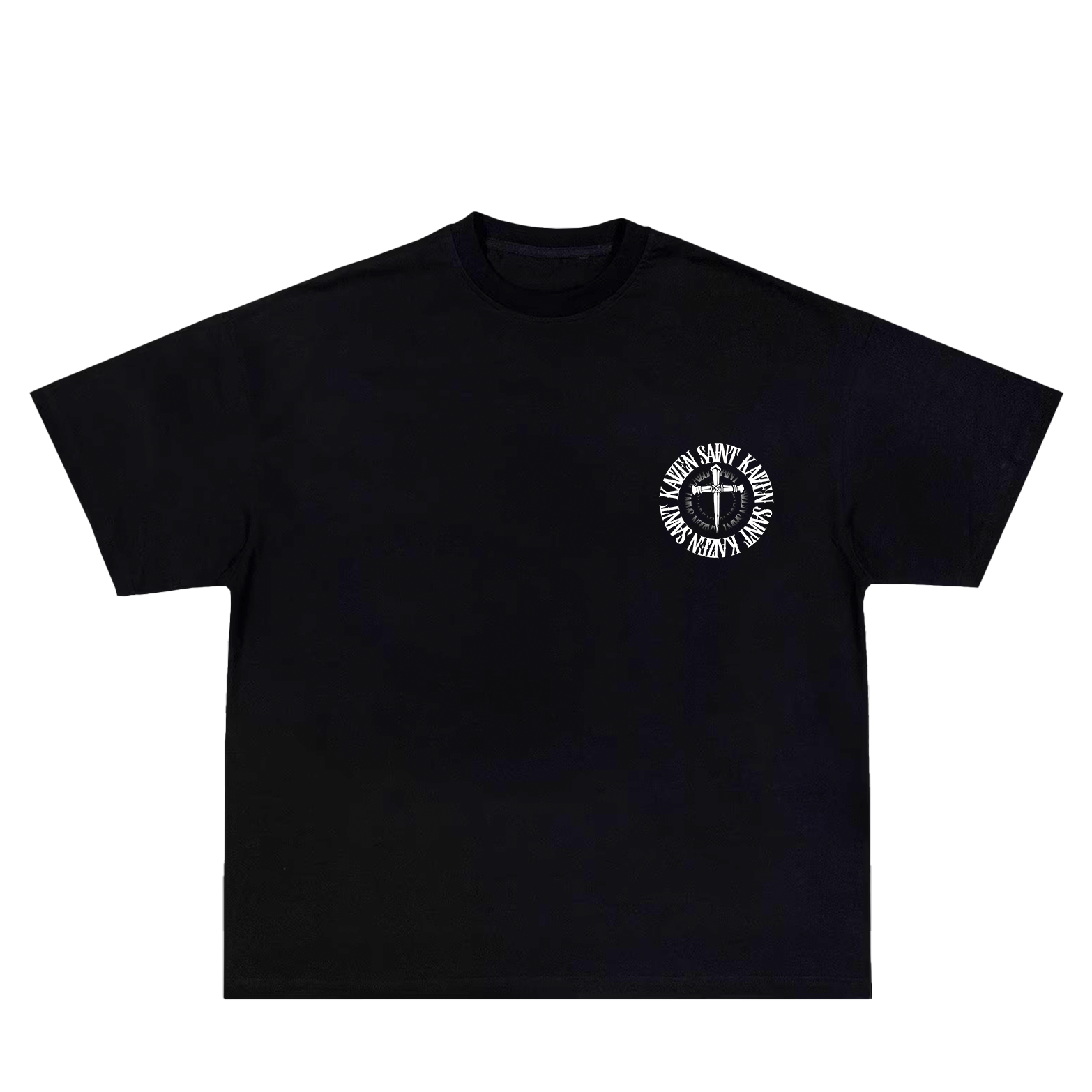 Saint Kaizen Christian gym wear shirt. Features the bold Chalice of Sacrifice T-Shirt - Black spiritual design. Oversize fit made from premium 220gr cotton.