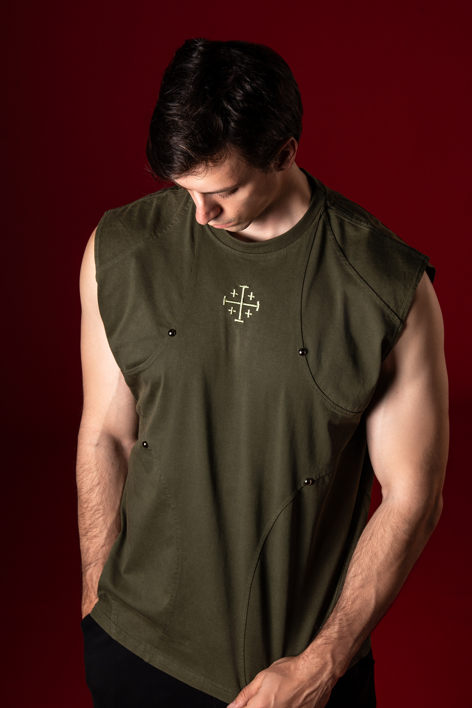 Jerusalem Cross Armor Cut Off Tee