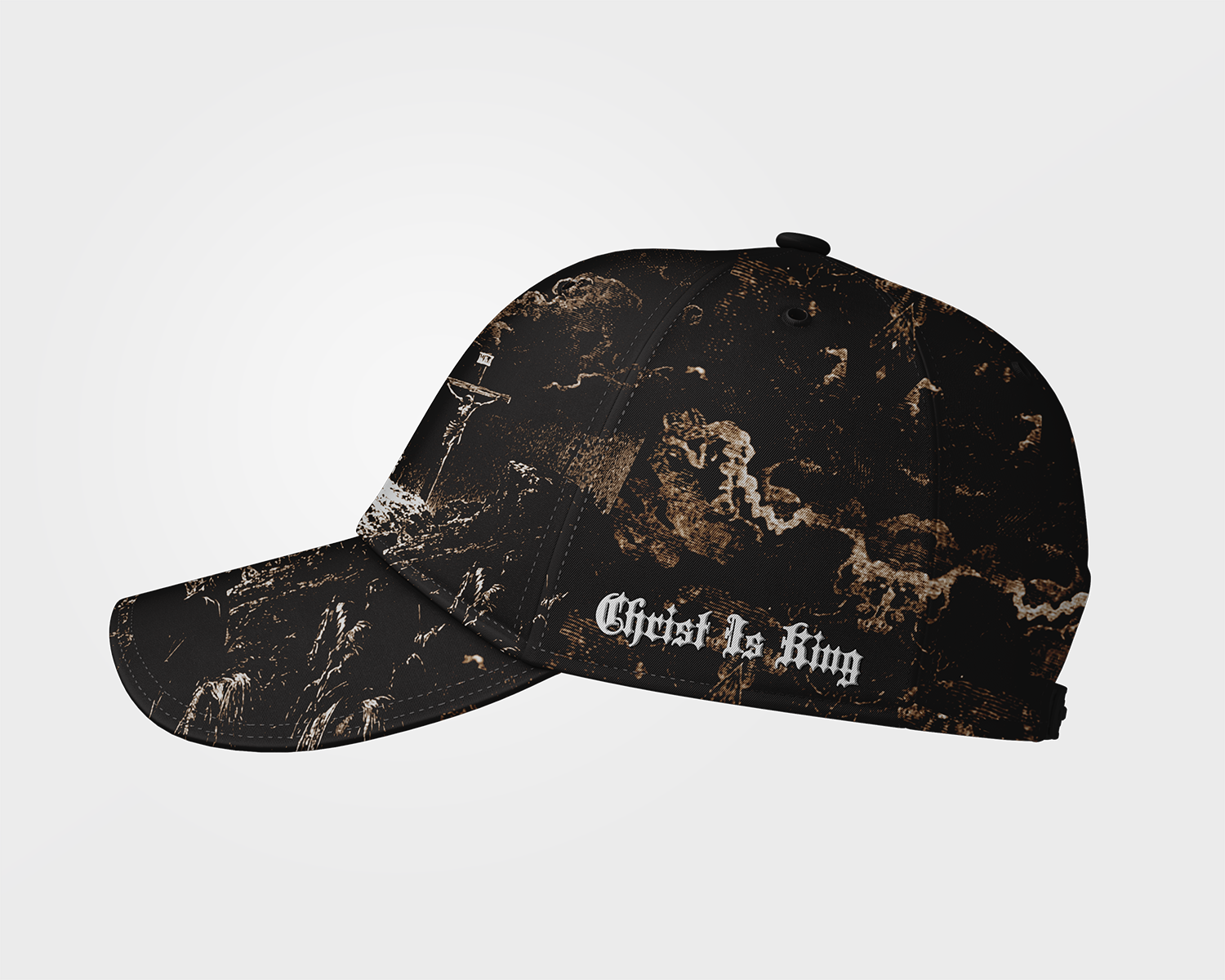 Saint Kaizen premium Christian gym wear [Cross Camo Cap]. Features bold spiritual Artwork, A comfortable cap designed for both the gym and casual wear.