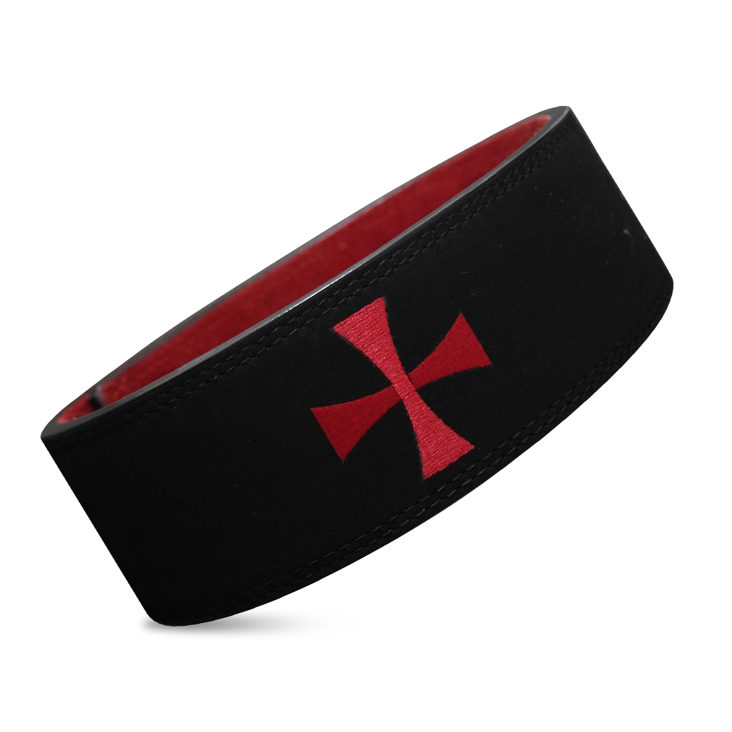 Saint Kaizen Crusader Cross Lever Belt (10mm, black) for Powerlifting. Premium Weightlifting belt designed for Christian athletes.