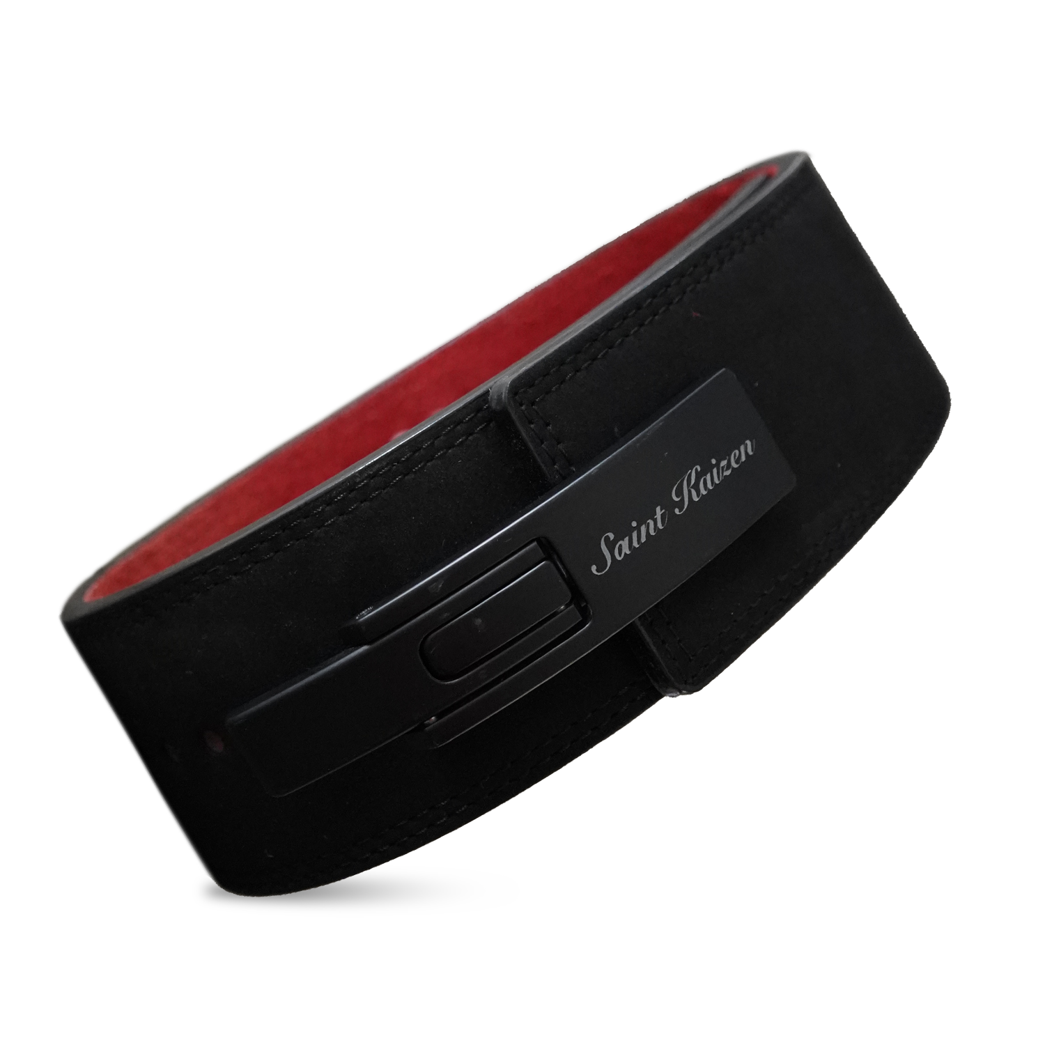 Saint Kaizen Crusader Cross Lever Belt (10mm, black) for Powerlifting. Premium Weightlifting belt designed for Christian athletes.