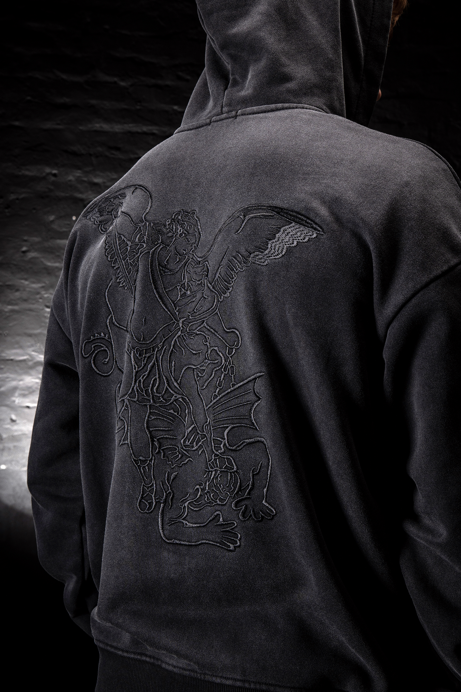 Archangel Michael Embroidery Zip Up Hoodie