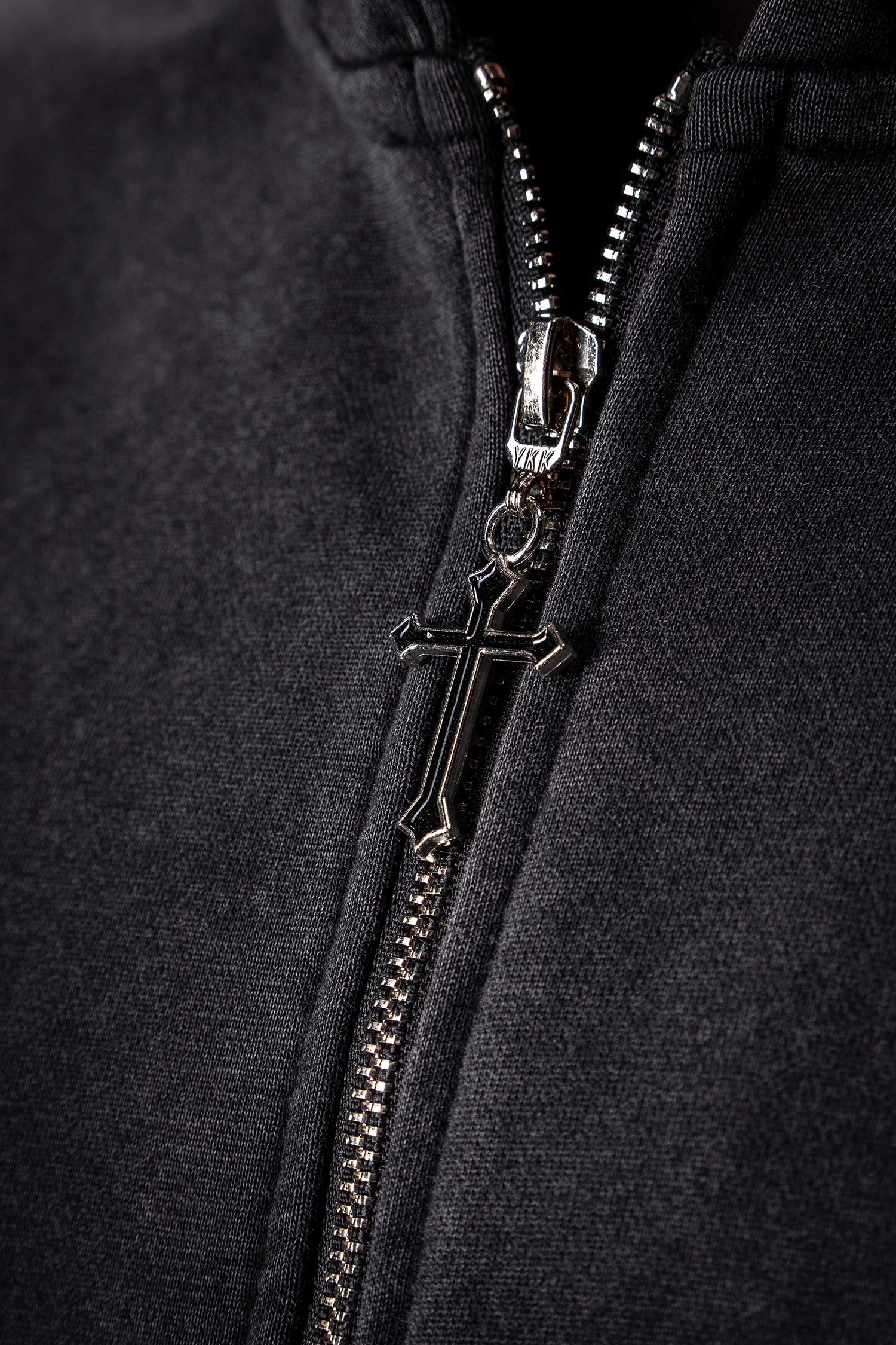 Cross 3D Embroidery Zip Up Hoodie