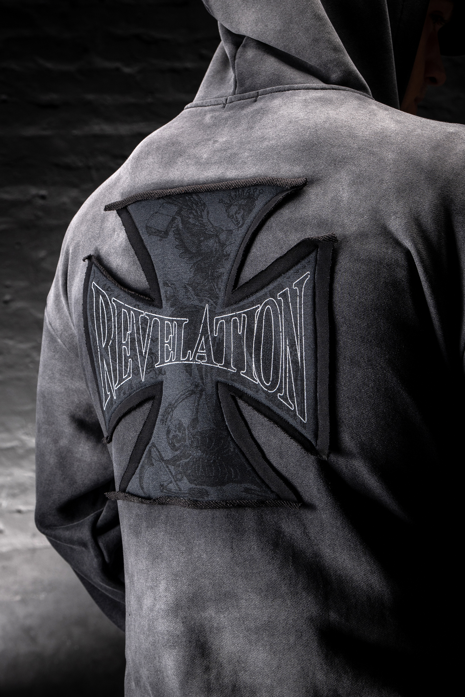 Crusader Cross Hoodie - Acid Wash