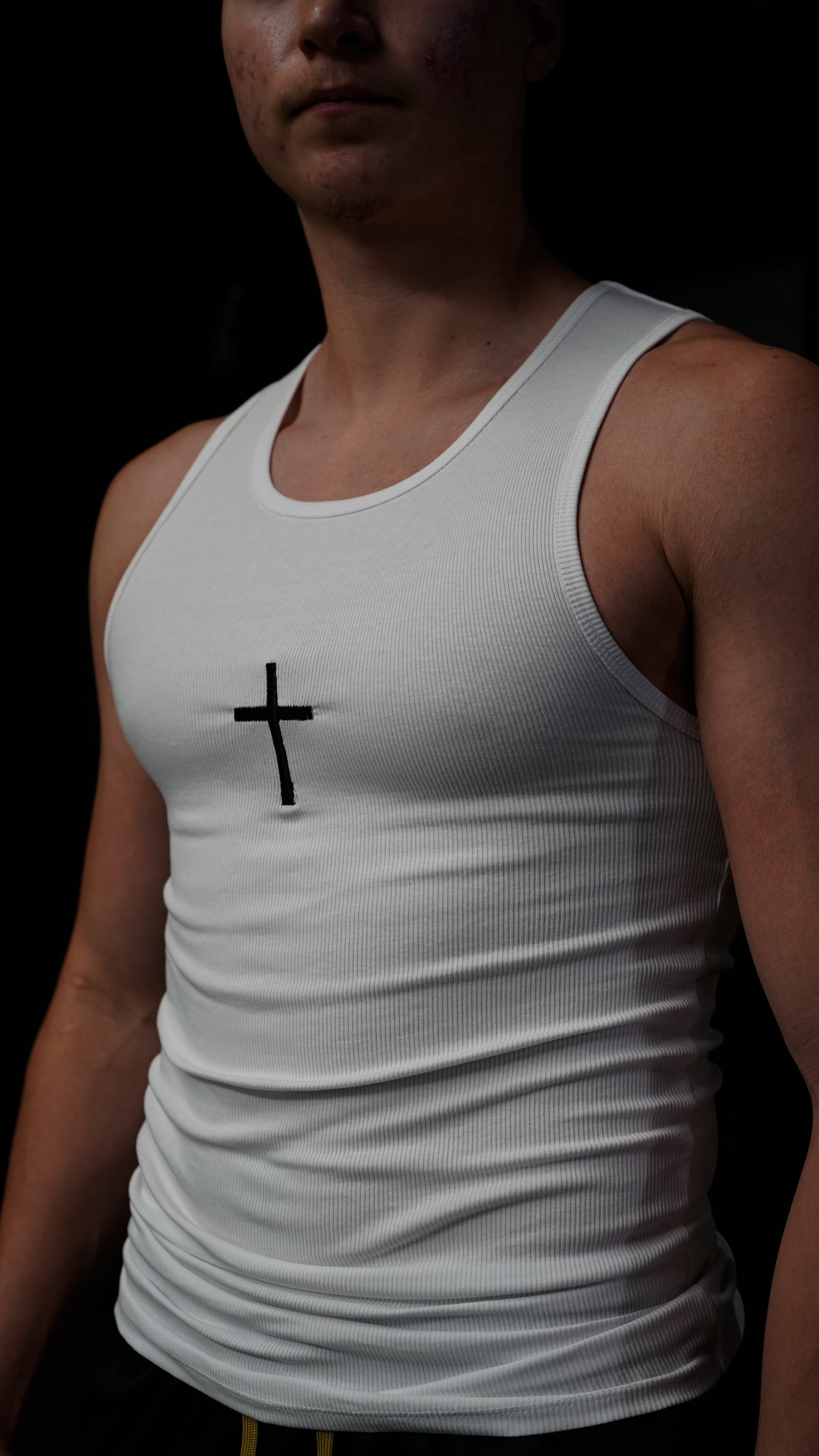 Christian-themed Stringer from Gym Wear, featuring high-quality fabric and an inspirational design, ideal for comfortable and motivating workouts.