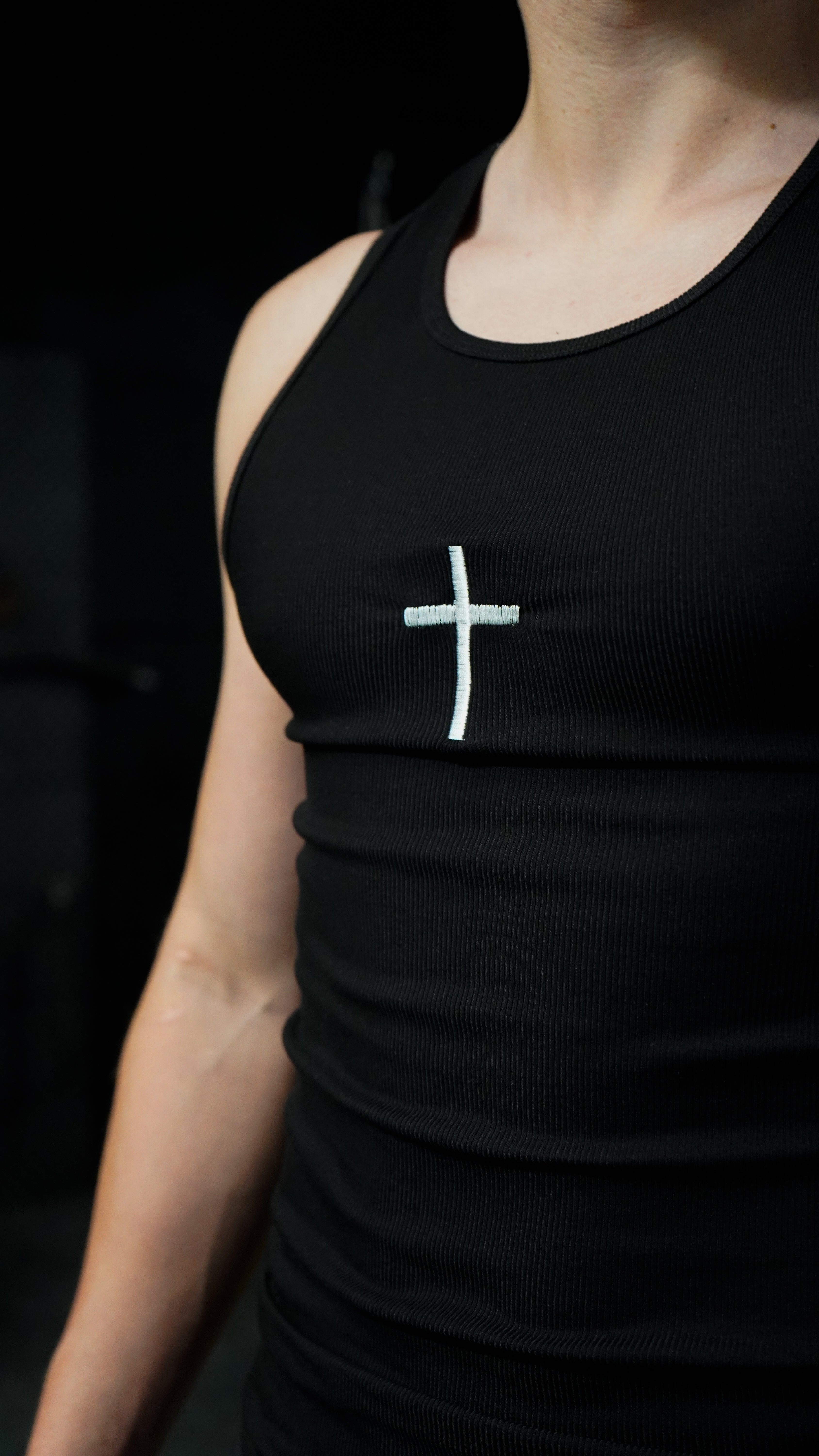 Christian-themed Stringer from Gym Wear, featuring high-quality fabric and an inspirational design, ideal for comfortable and motivating workouts.