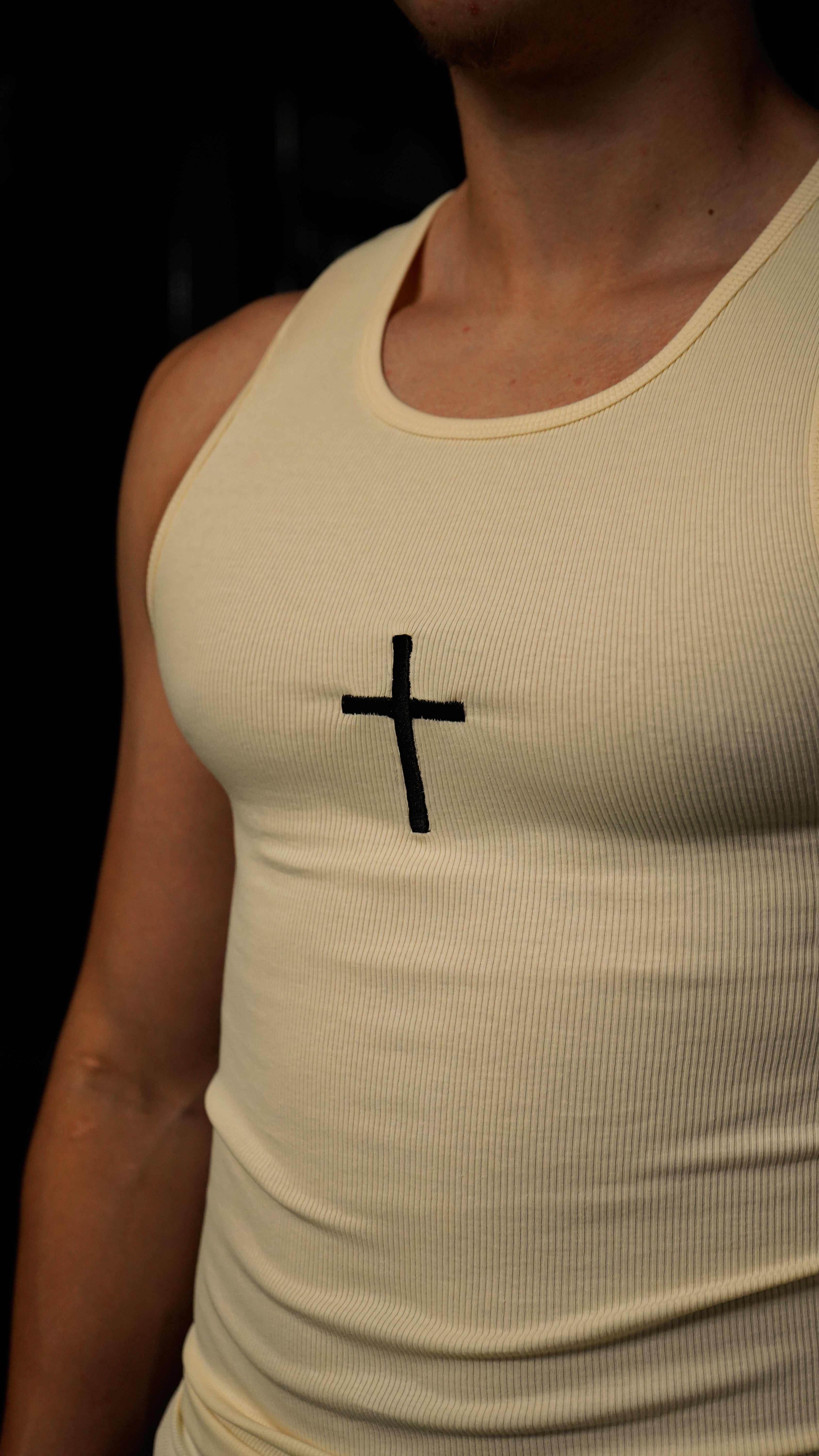 Christian-themed Stringer from Gym Wear, featuring high-quality fabric and an inspirational design, ideal for comfortable and motivating workouts.