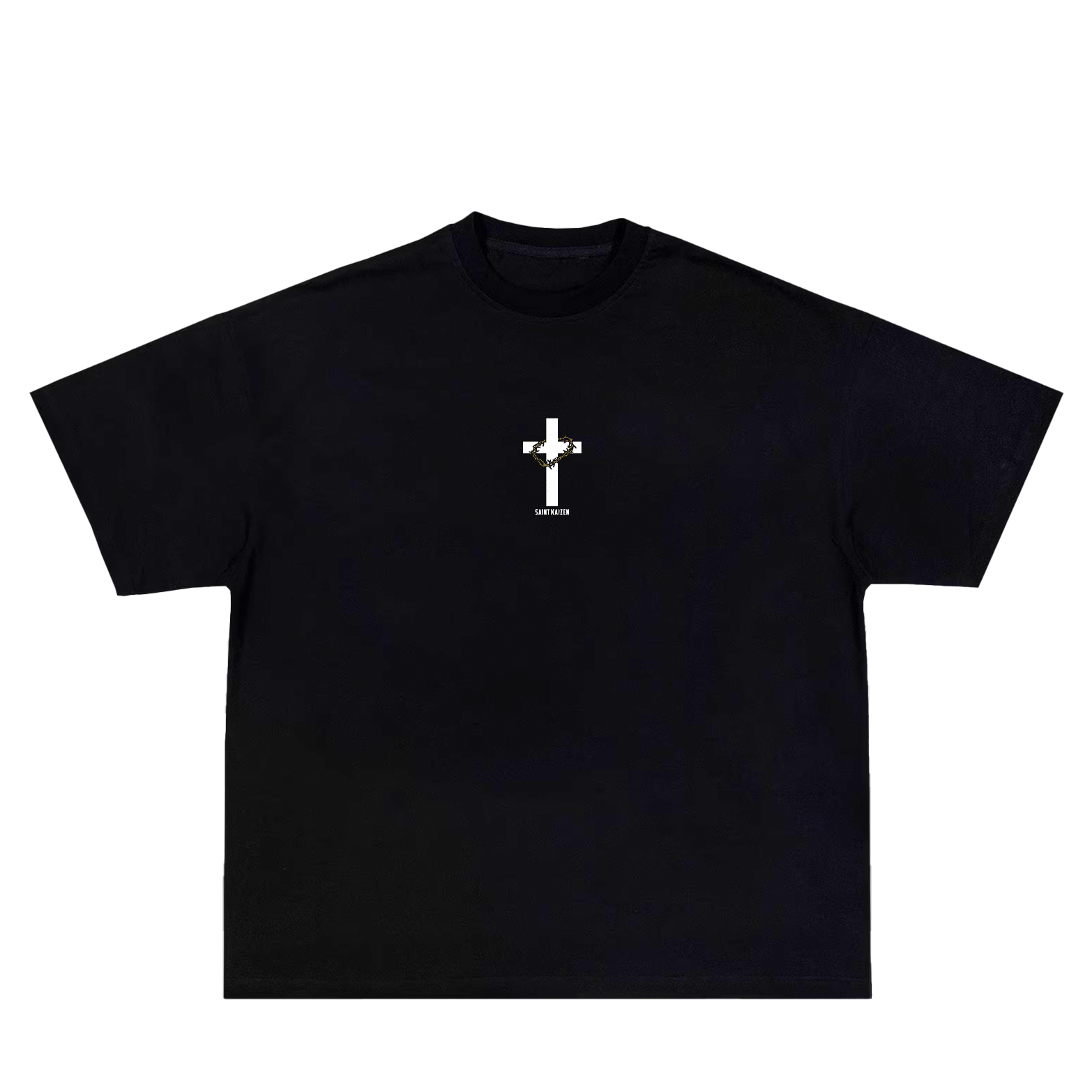 Saint Kaizen Christian gym wear shirt. Features the bold Divine T-Shirt - Black spiritual design. Oversize fit made from premium 220gr cotton.