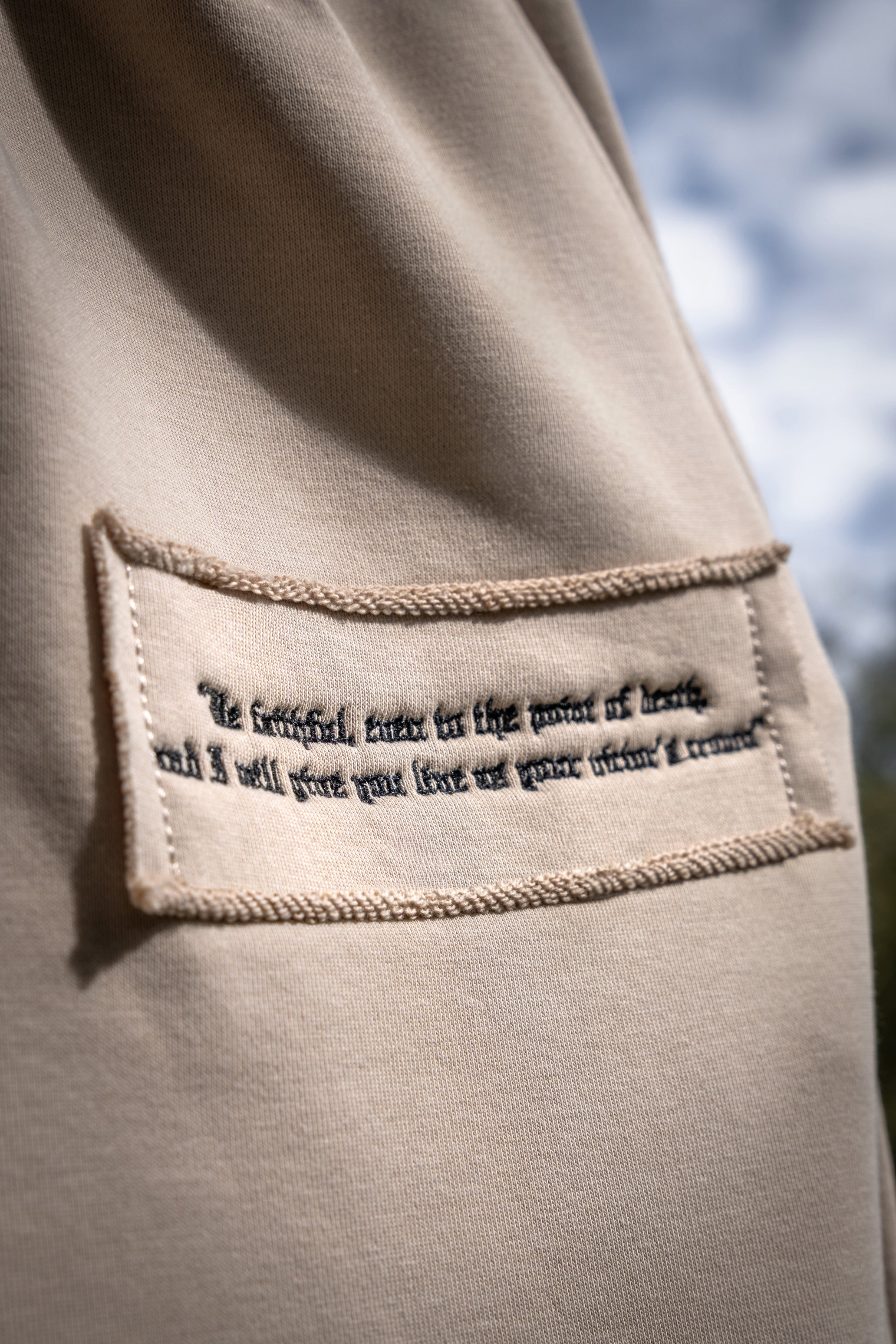 Saint Kaizen essential Christian gym wear Faithful Joggers. Spiritual Designs with premium cotton blend and soft terry fleece lining.