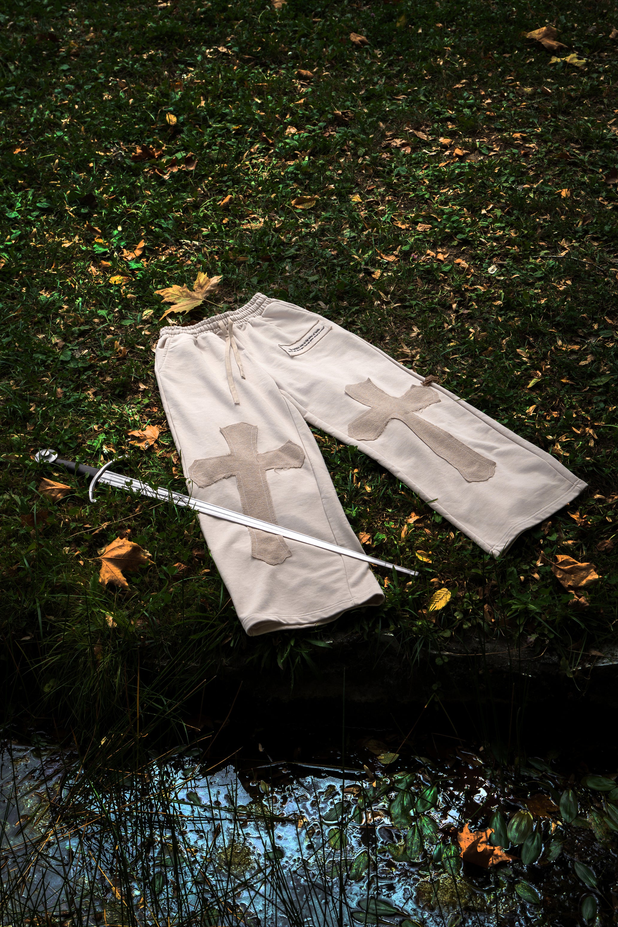 Saint Kaizen essential Christian gym wear Faithful Joggers. Spiritual Designs with premium cotton blend and soft terry fleece lining.